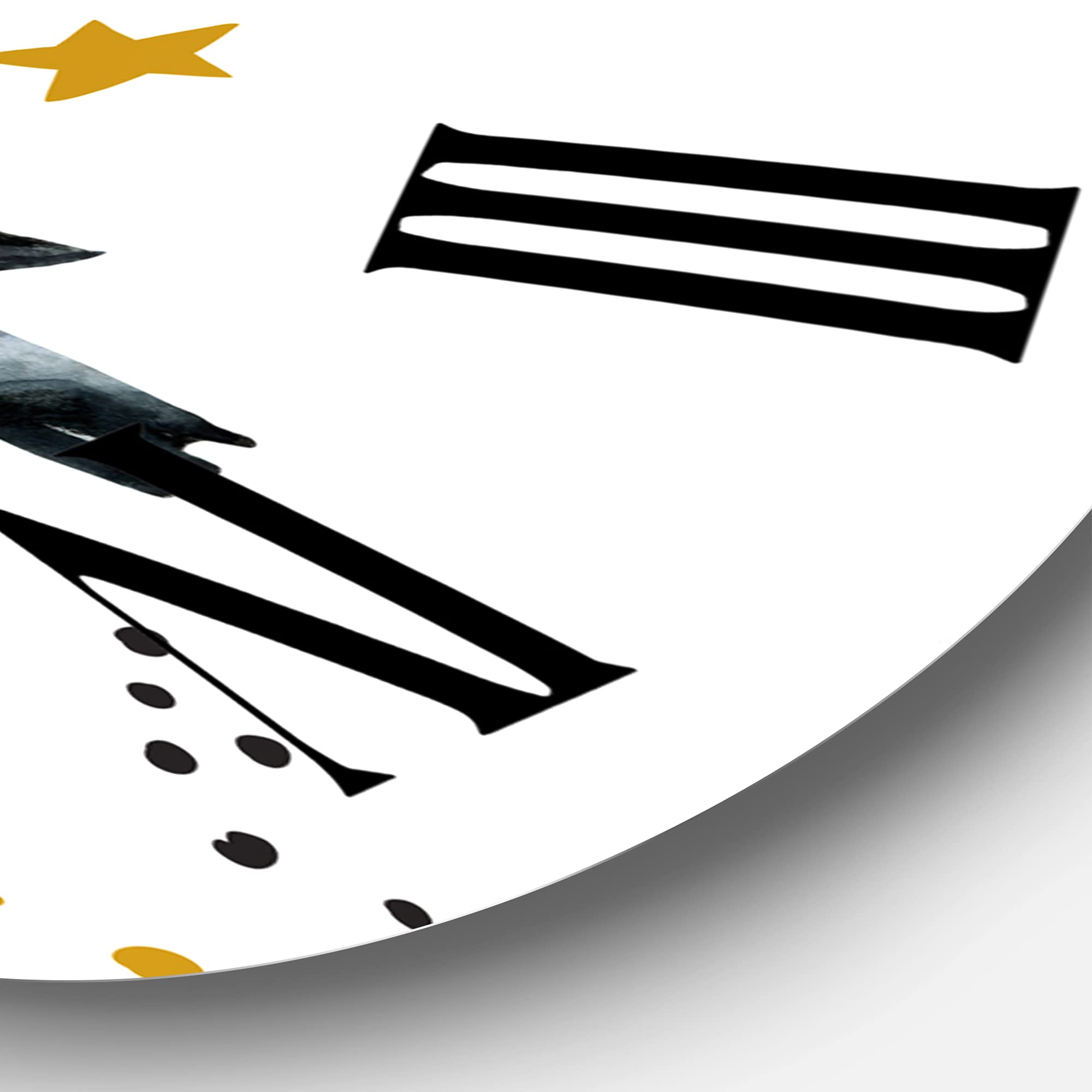 Farmhouse Wall Clock - Large Penguin Flying with Stars & Planets Design, Perfect for Bedroom, Living Room & Kitchen Decor | Silent Non-Ticking Wall Clock for Home & Office