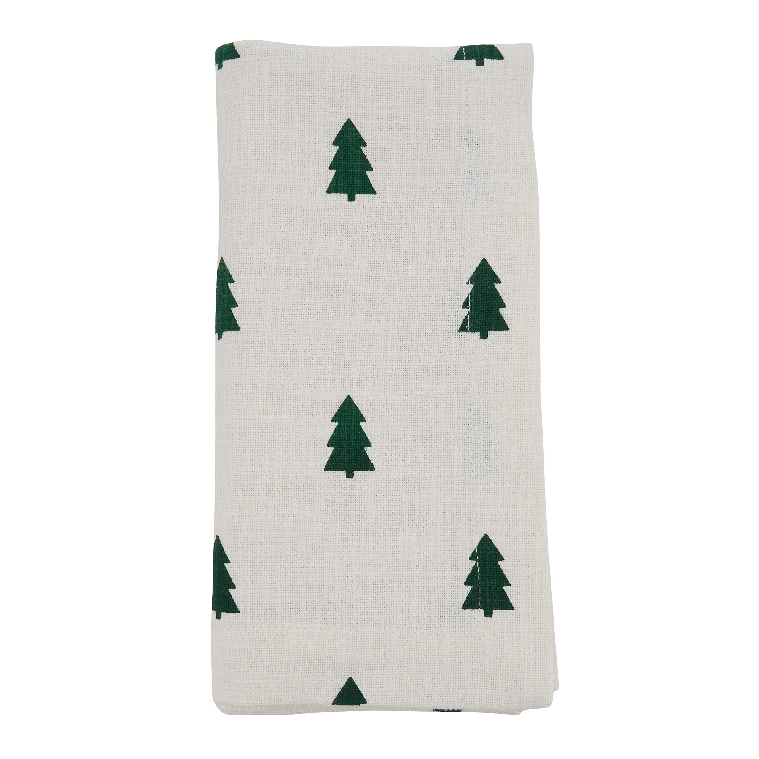 Festive Christmas Tree Printed Table Napkins (Set of 4) - Perfect for Holiday Dinner Parties, Christmas Decorations & Seasonal Entertaining