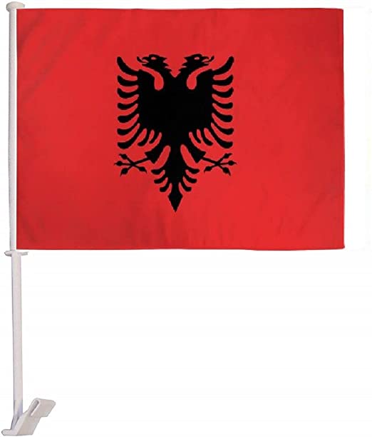 Albania 12x18 Car Flag - ROUGH TEX® 68D Single Sided - Durable Outdoor Auto Flag for Cars, Trucks & Tailgating