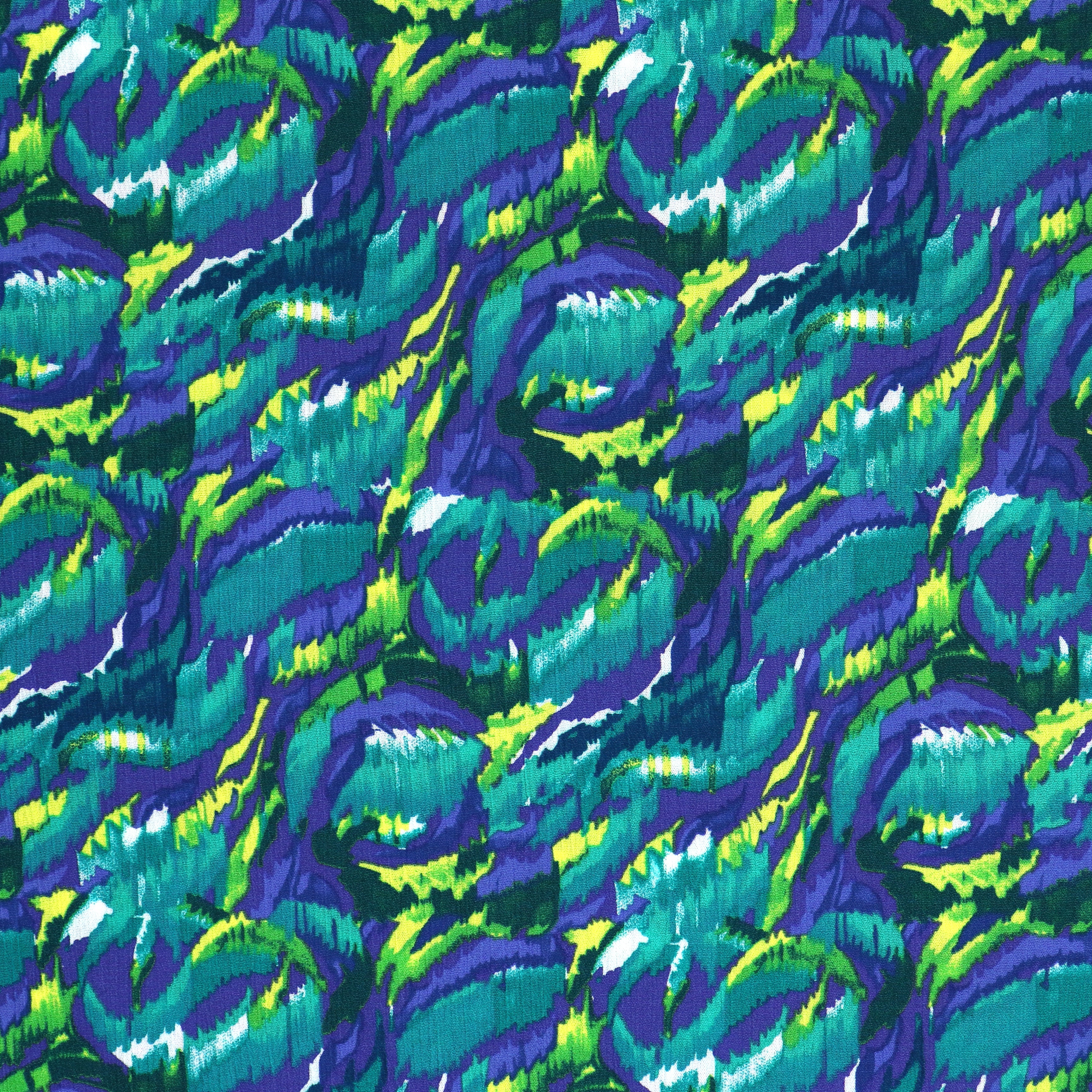 Viscose Crepe Fabric - Graphic Blue Printed Textile for Dresses, Blouses & DIY Fashion Projects | Soft & Flowy Material for Women's Clothing
