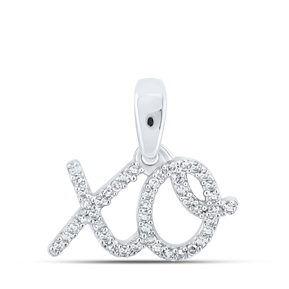 10K White Gold Women's Round Diamond XO Fashion Pendant Necklace - 1/10 CTTW - Elegant Jewelry Gift for Her, Perfect for Anniversaries, Birthdays & Special Occasions