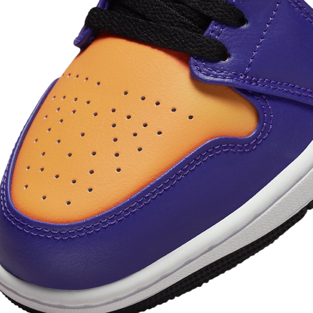 Air Jordan 1 Mid Men's Basketball Shoes - Purple, White, Yellow & Black Colorway | Perfect for Streetwear, Casual Outfits & Sneaker Collectors