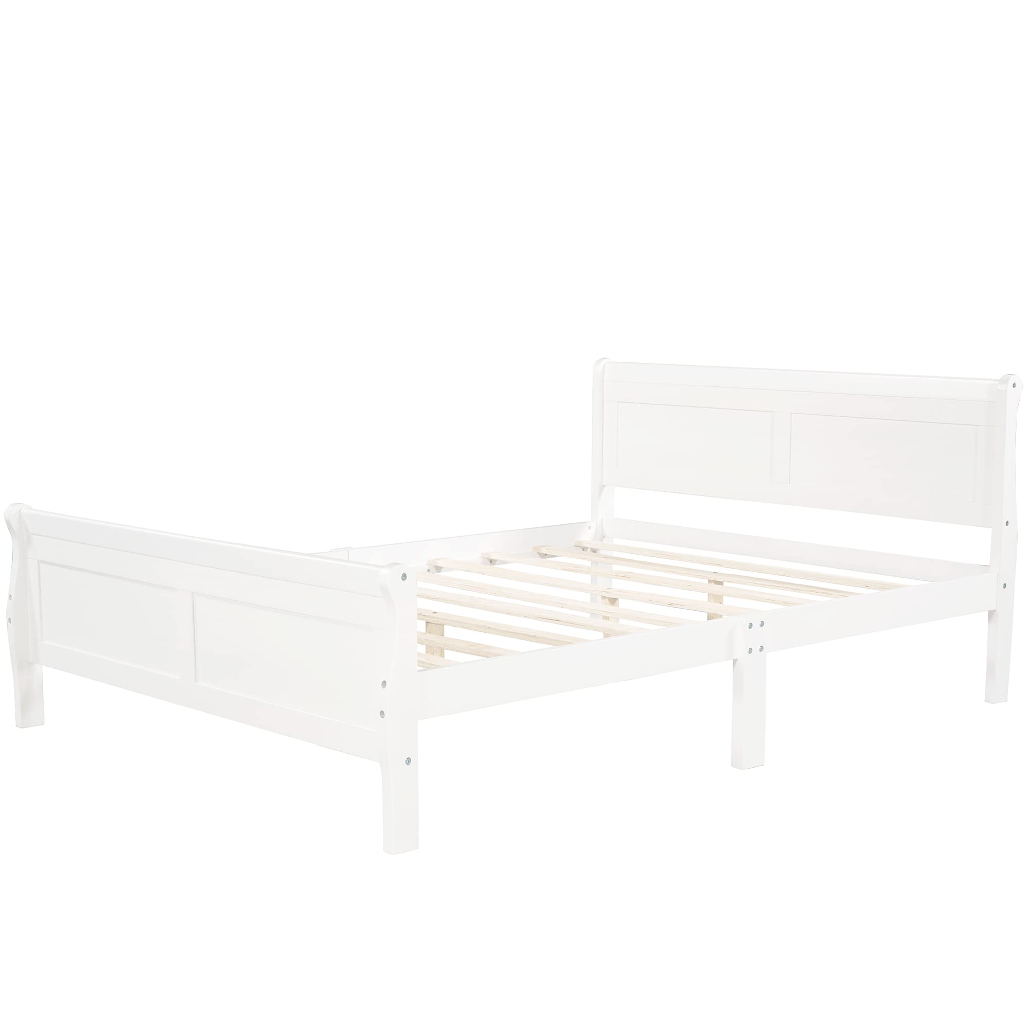 Merax Full Size Platform Bed Frame with Headboard - Sturdy Wood Slat Support, Modern White Finish - Perfect for Bedrooms, Guest Rooms & Small Spaces