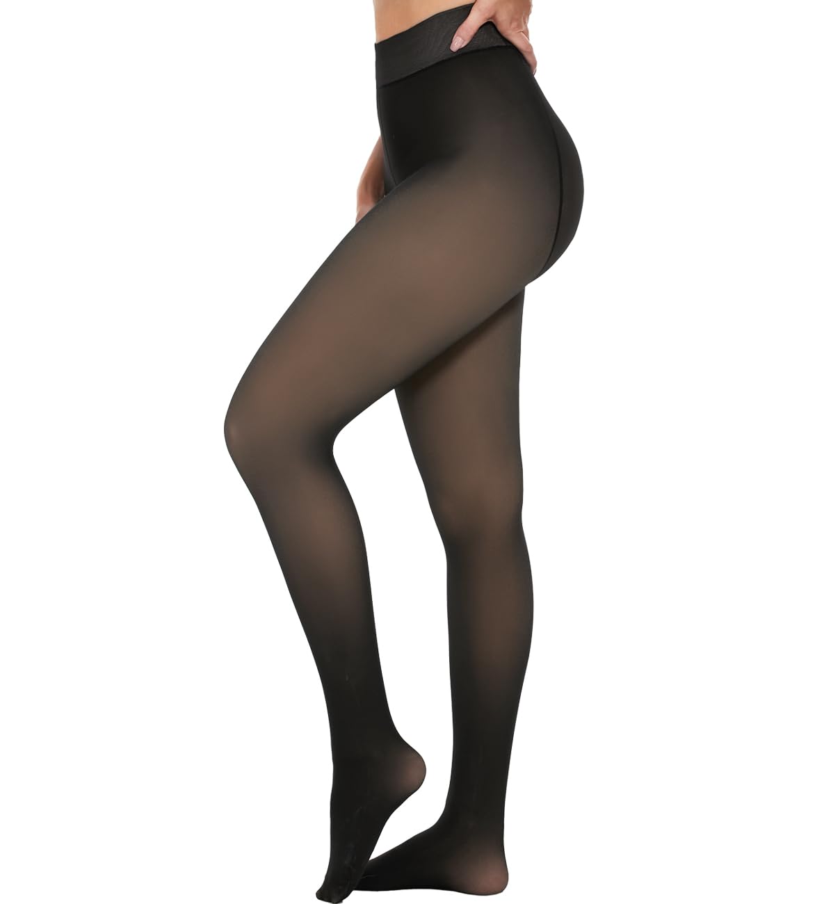 Women's Fleece Lined Tights - Black Warm Winter Leggings & Stockings | Sheer Thermal Tights for Cold Weather, Layering, Office Wear & Everyday Comfort