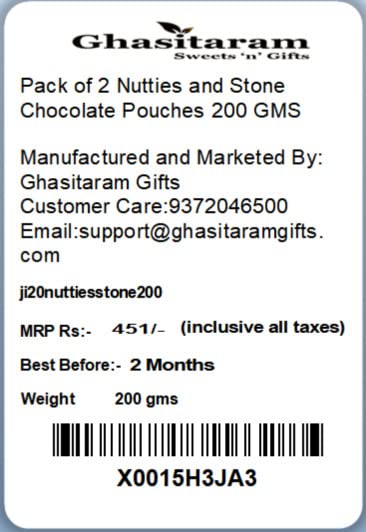 Jaiccha Ghasitaram Pack of 2 Nutties and Stone Chocolate Pouches - 200g Premium Indian Sweets | Perfect for Diwali Gifts, Party Favors & Dessert Treats
