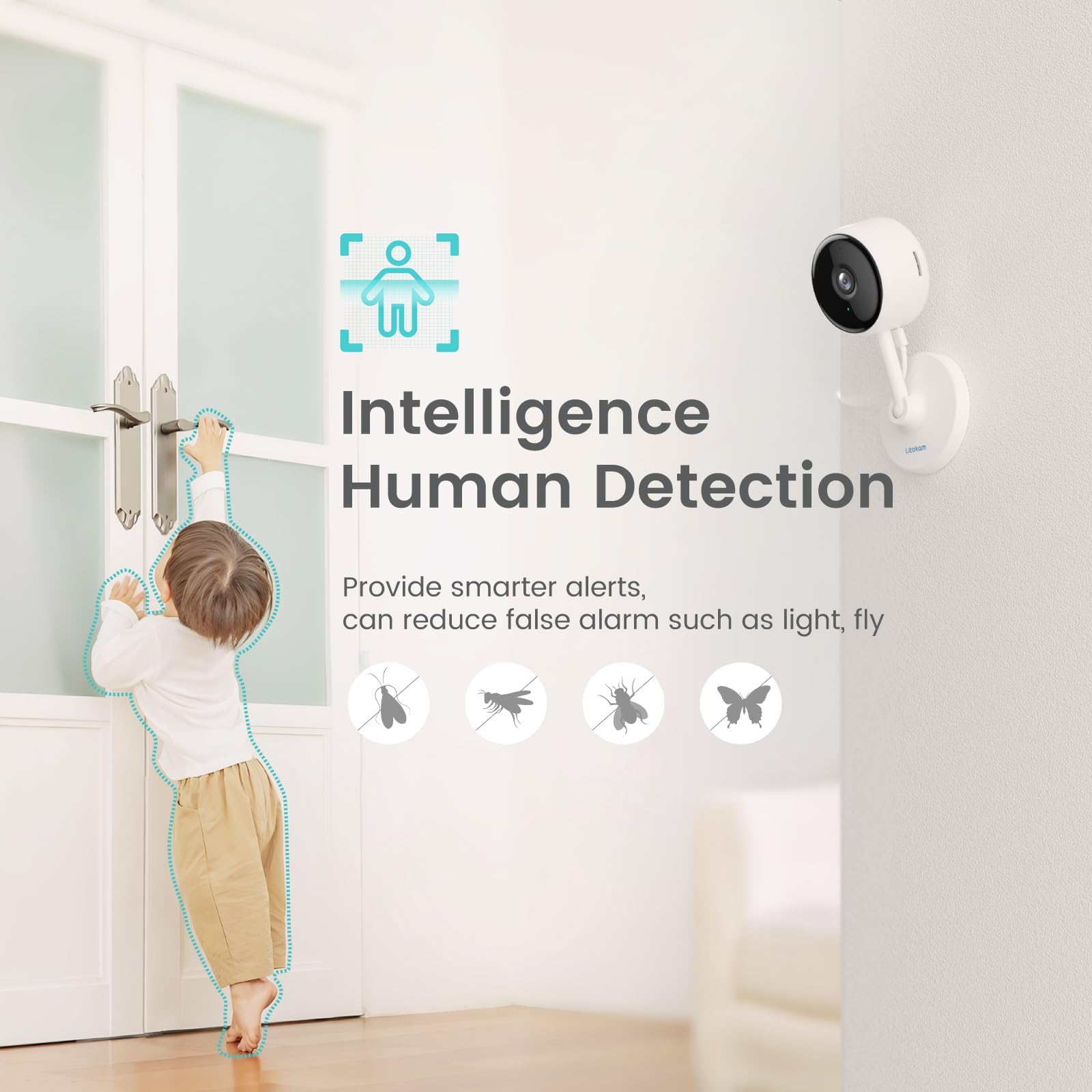Litokam 2K Indoor Security Camera with Night Vision, Motion Detection & 2-Way Audio - WiFi Pet Camera for Home Monitoring, Works with Alexa & Phone App - Perfect for Baby, Pet & Home Security Surveillance