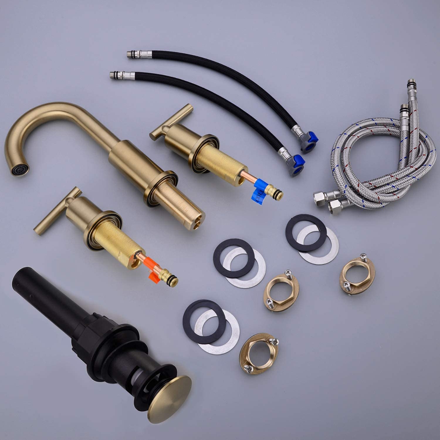 Brushed Gold Bathroom Faucet Set - 2 Handle 8