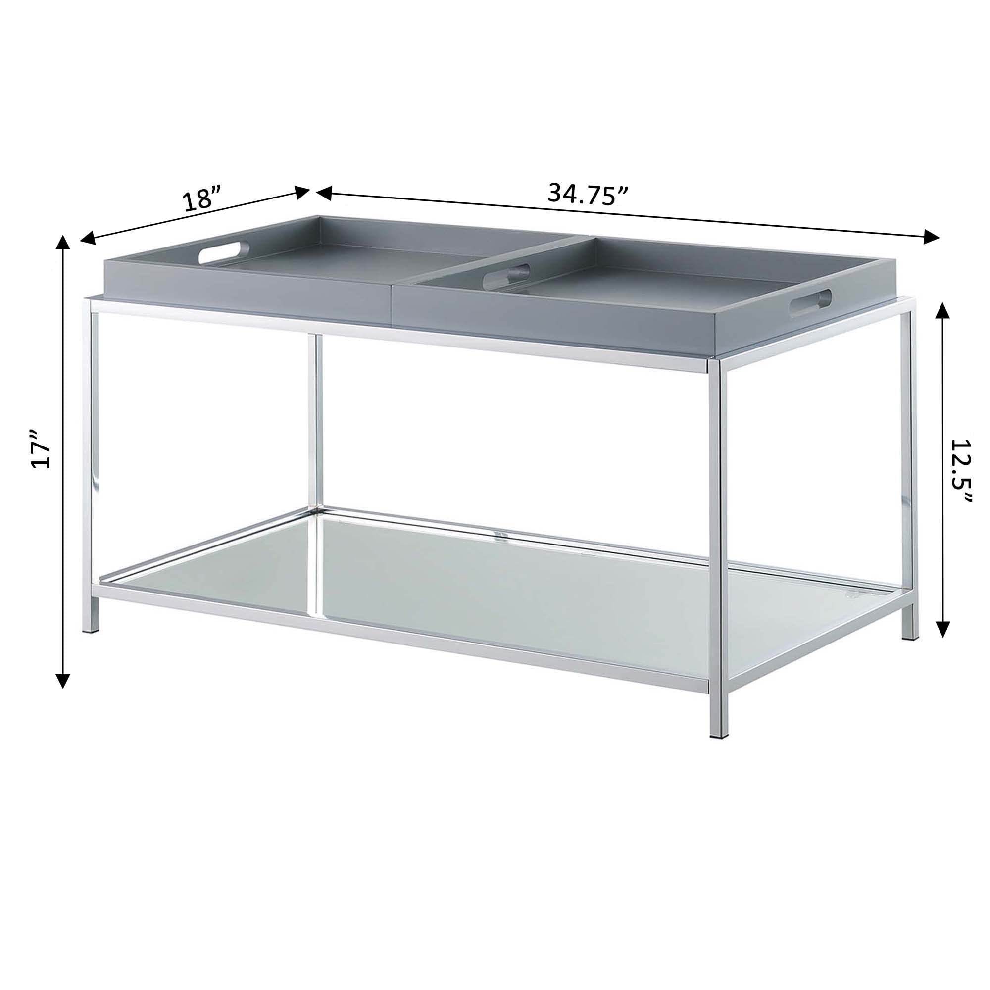 Palm Beach Coffee Table with Removable Trays & Shelf - Modern Gray End Table for Living Room, Perfect for Small Spaces & Home Decor