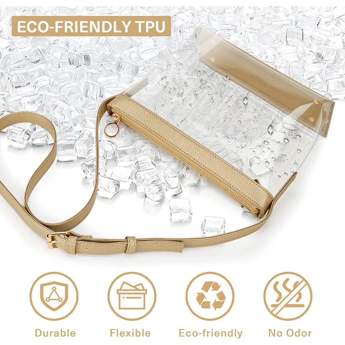BYKOINE Women's Clear Crossbody Bag - Stadium Approved Leather Purse for Concerts, Sports Events & Festivals | Perfect for Concerts, Travel, Shopping & Night Out