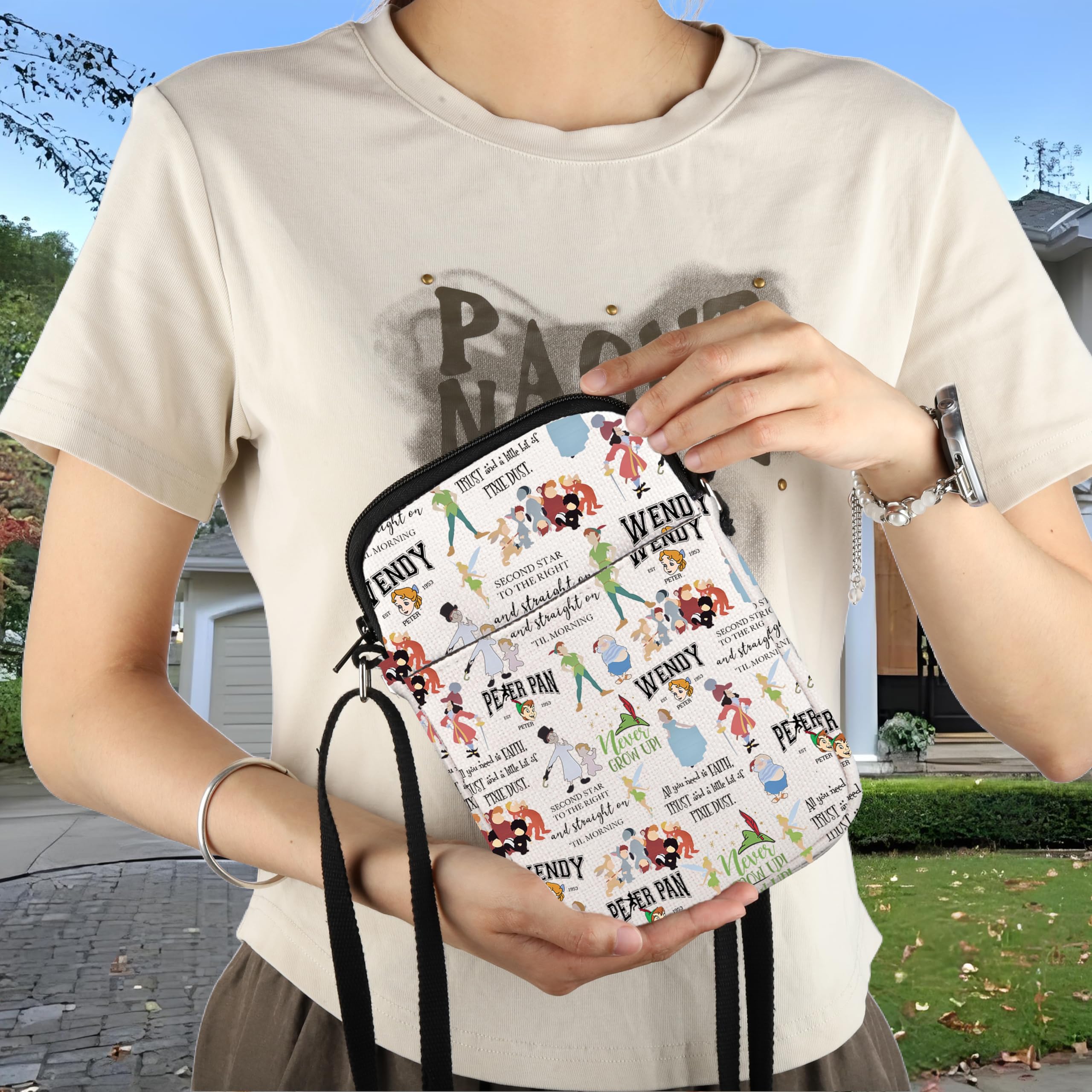 Peter Pan Inspired Crossbody Bag - Fairy Tale Fans Gift, Tinker Bell Messenger Bag, Disney Cartoon Movie Merch - Perfect for Cosplay, Conventions & Disney Themed Parties