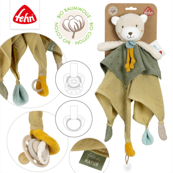 FehnNATUR Sensory Bear Comforter - Soft Plush Stuffed Animal Toy for Babies & Toddlers | Calming Cuddle Buddy for Sleep, Anxiety Relief & Sensory Development | Perfect Nursery Gift for Newborns & Kids