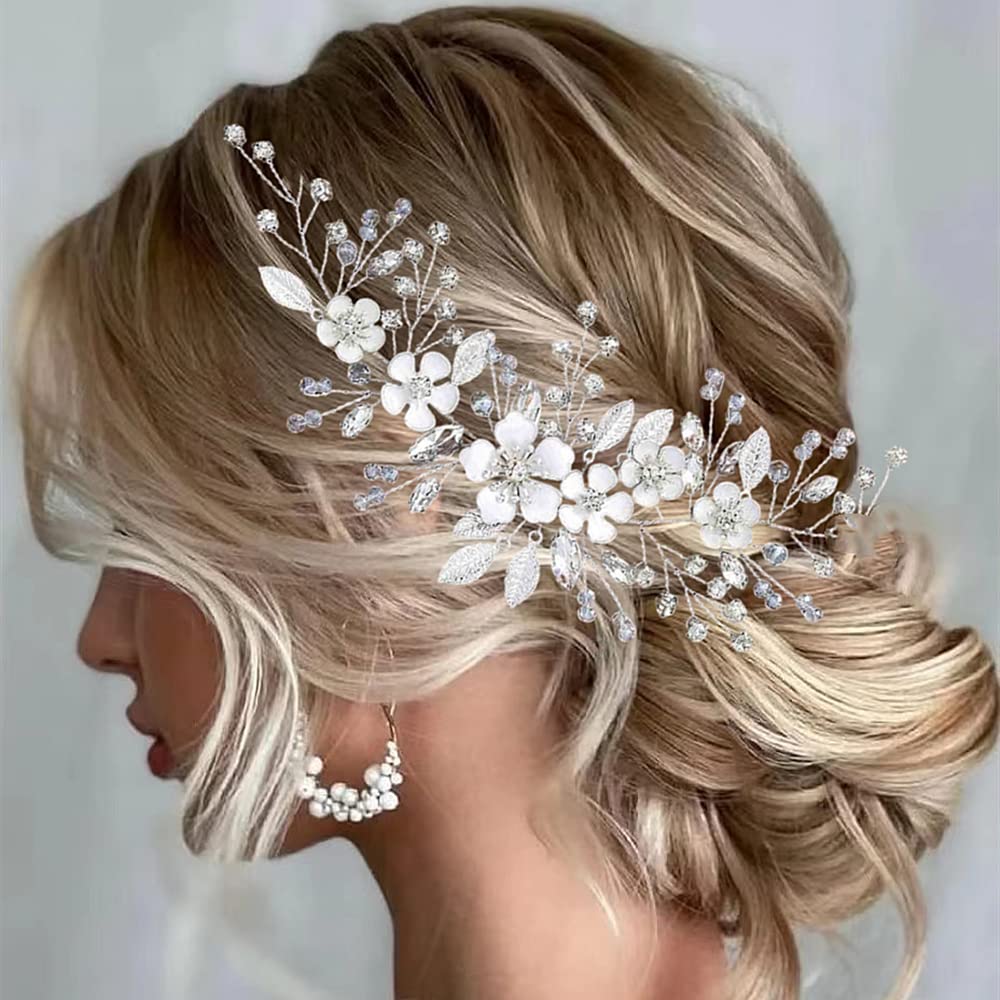 ISLHJDD Crystal Flower Wedding Hair Vine - Elegant Bridal Hair Clip, Prom Hair Accessories & Headband for Women & Girls - Perfect for Weddings, Proms & Special Occasions