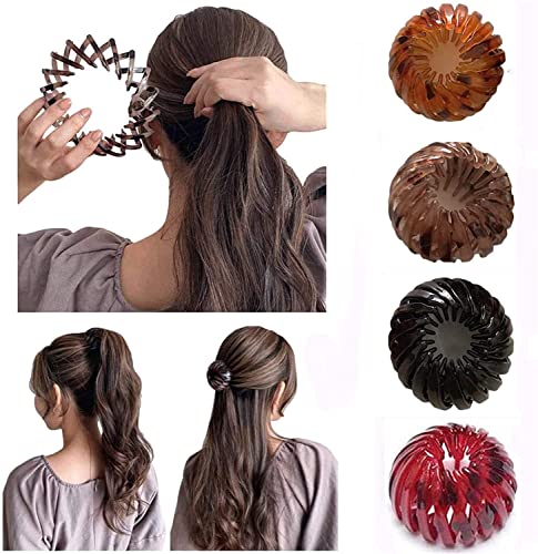Expandable Ponytail Holder Clip | Bird Nest Hair Clips for Women | Fashion Retro Hair Accessories | Donut Bun Maker Tool | Perfect for Parties, Weddings & Everyday Styling
