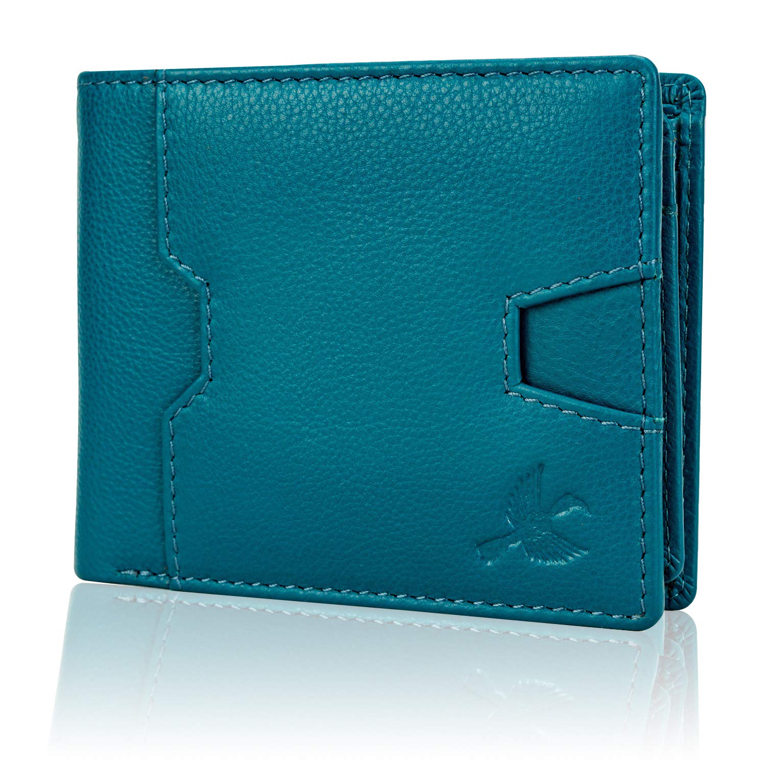 Premium Eddie Leather Wallet for Men - RFID Blocking Bifold Wallet (Aqua) | Slim & Secure Men's Wallet for Everyday Use, Travel & Business