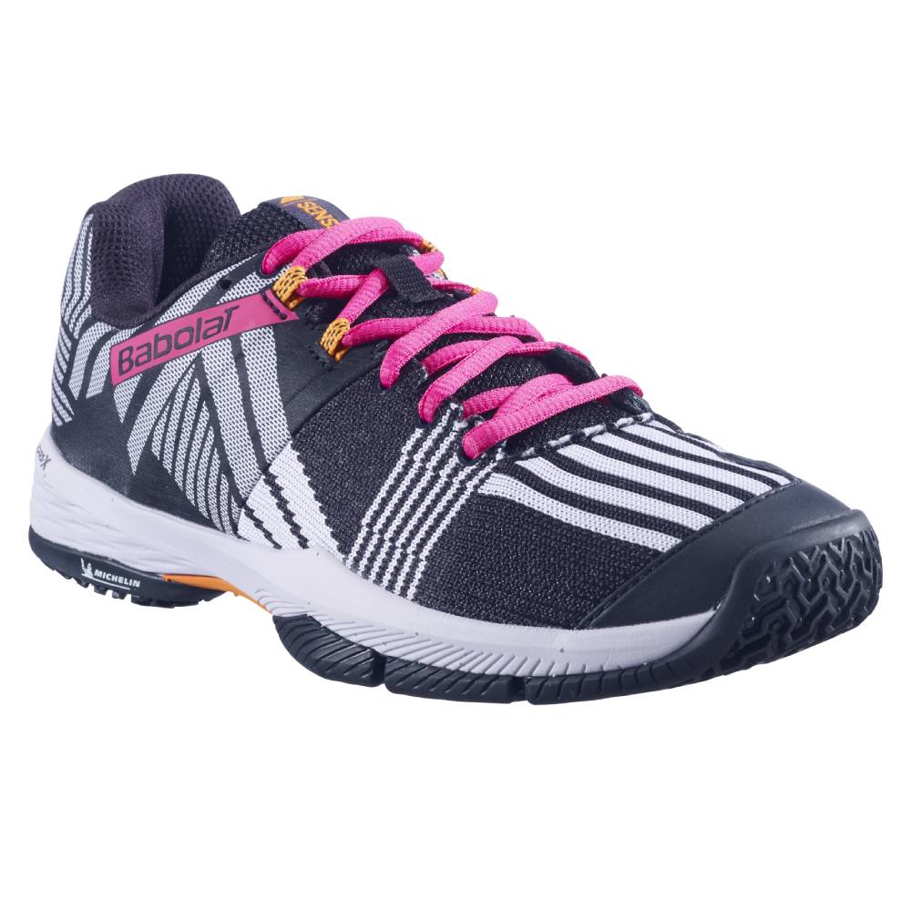 Babolat Sensa Women's Padel Shoes - Lightweight Tennis Shoes for Women with Cushioning & Grip - Black/Pink - Perfect for Padel, Tennis & Court Sports