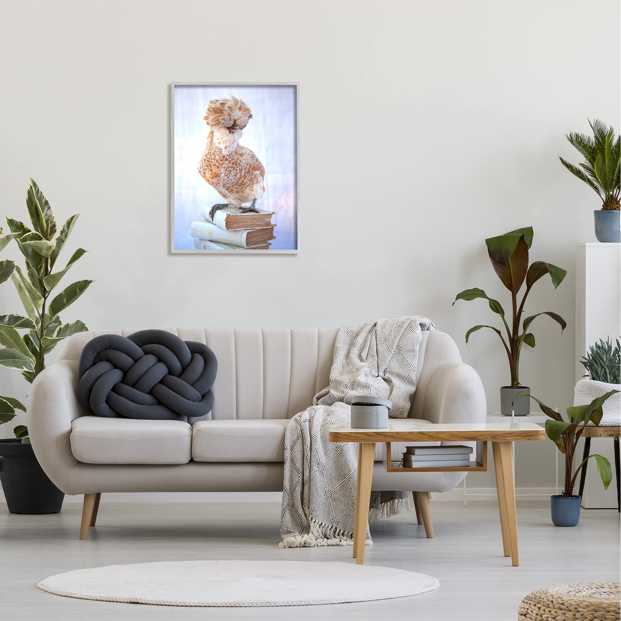 Stupell Industries Polish Bouffant Crest Bird Elegant Intellectual Bookstack Wall Art - Tania Soderman Design - Perfect for Home Office, Library & Study Room Decor