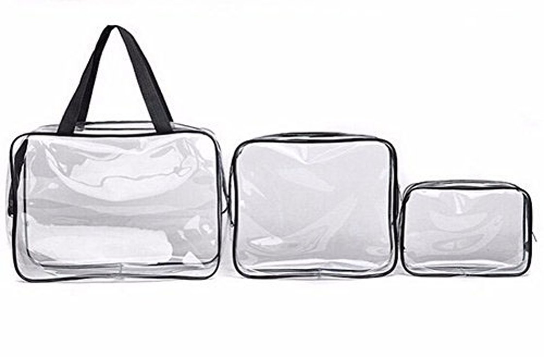 3pcs Clear Waterproof Makeup Bag for Travel & Organizing Toiletries