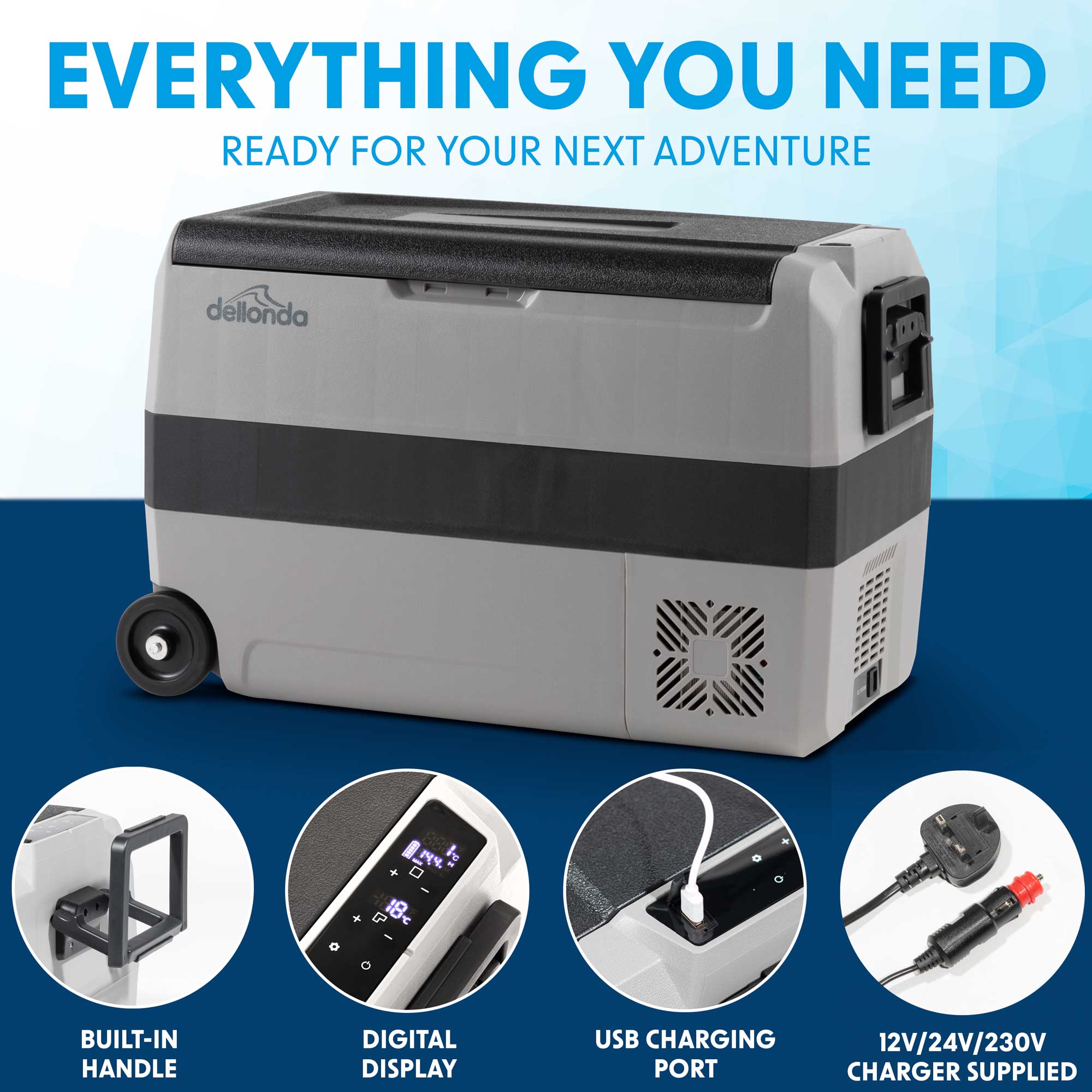50L Portable Car Fridge Freezer - 12V/24V/230V Dual Zone Compressor Cooler for Road Trips, Camping & Outdoor Adventures | DL132 Model