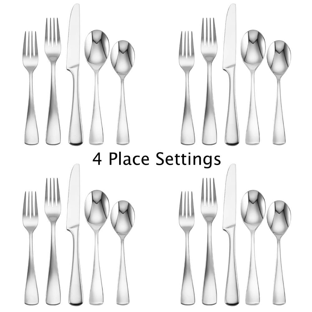 Premium Serena 20-Piece Stainless Steel Flatware Set - Service for 4 - Dishwasher Safe Silverware for Everyday Dining & Dinner Parties