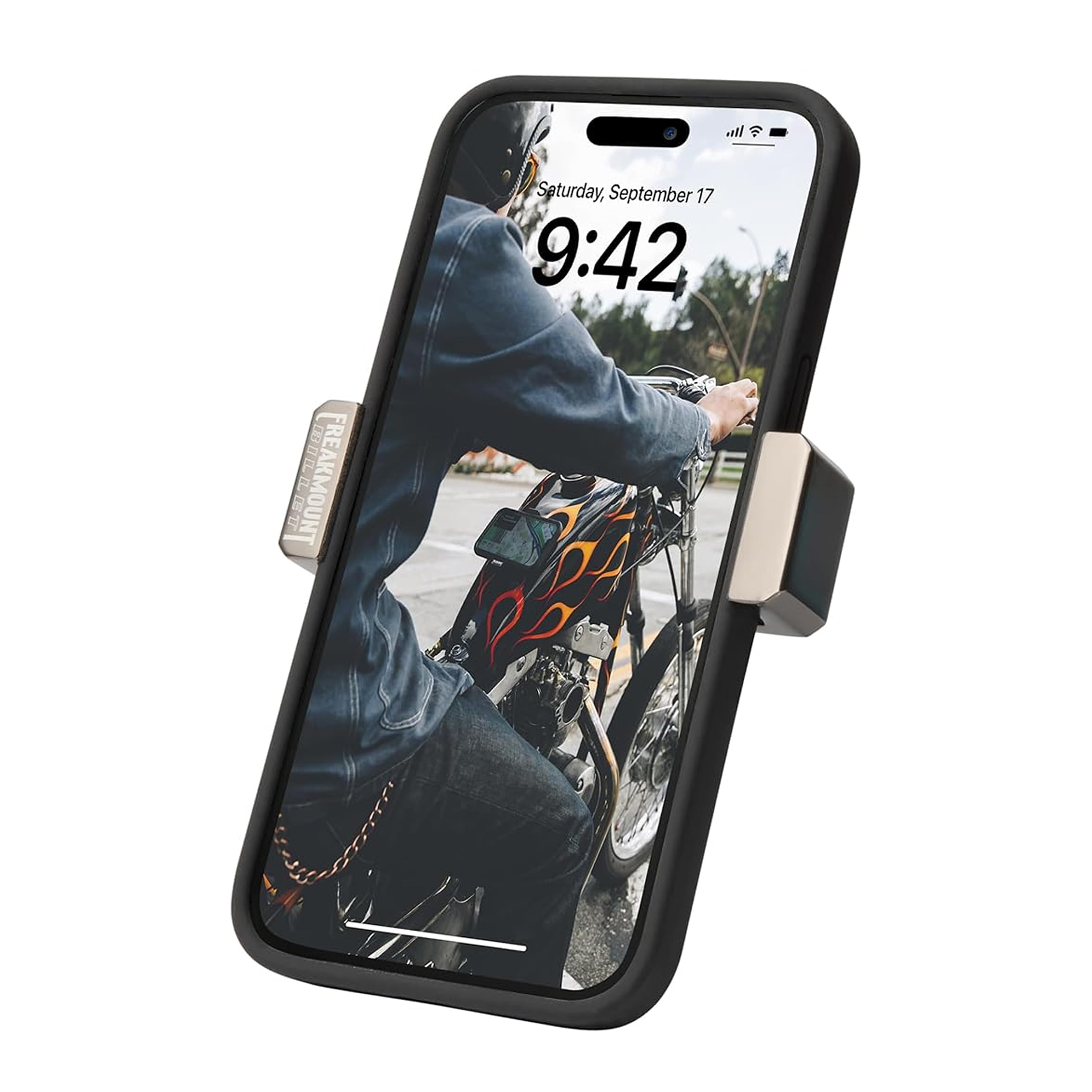 FREAKMOUNT Magnetic Motorcycle Phone Mount for Harley Davidson - Premium Billet Aluminum Phone Holder for Gas Tank - Strong Magnet Phone Accessories for High-Speed Riding - Universal Fit for Most Smartphones in Carbon Grey - Perfect for Adventure Riding, Commuting & GPS Navigation