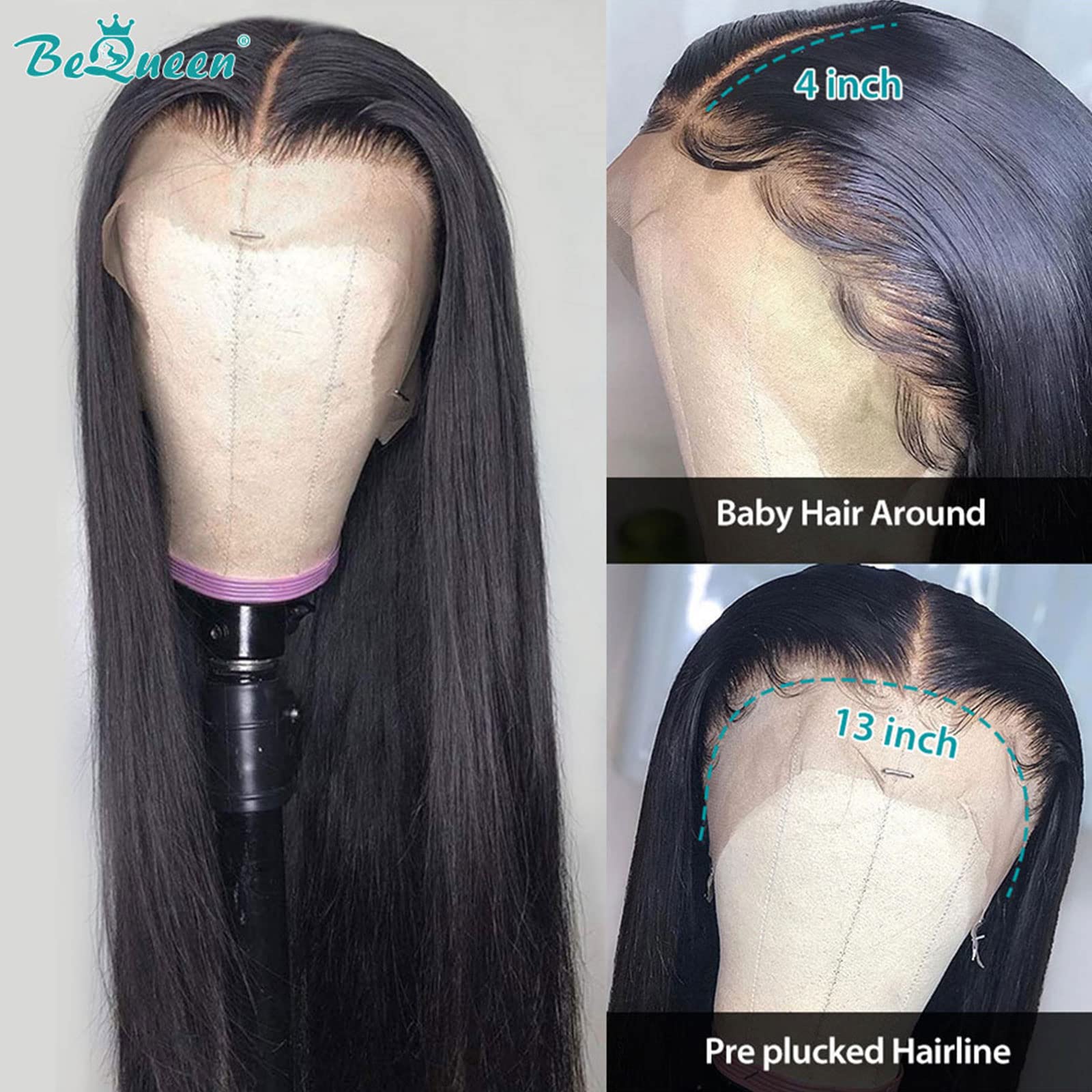 Brazilian Body Wave Human Hair Wigs for Black Women - 150% Density Glueless Lace Front Wig with 4x4 Lace Closure, Pre-Plucked, Baby Hair & Bleached Knots - Perfect for Daily Wear, Parties, and Special Occasions