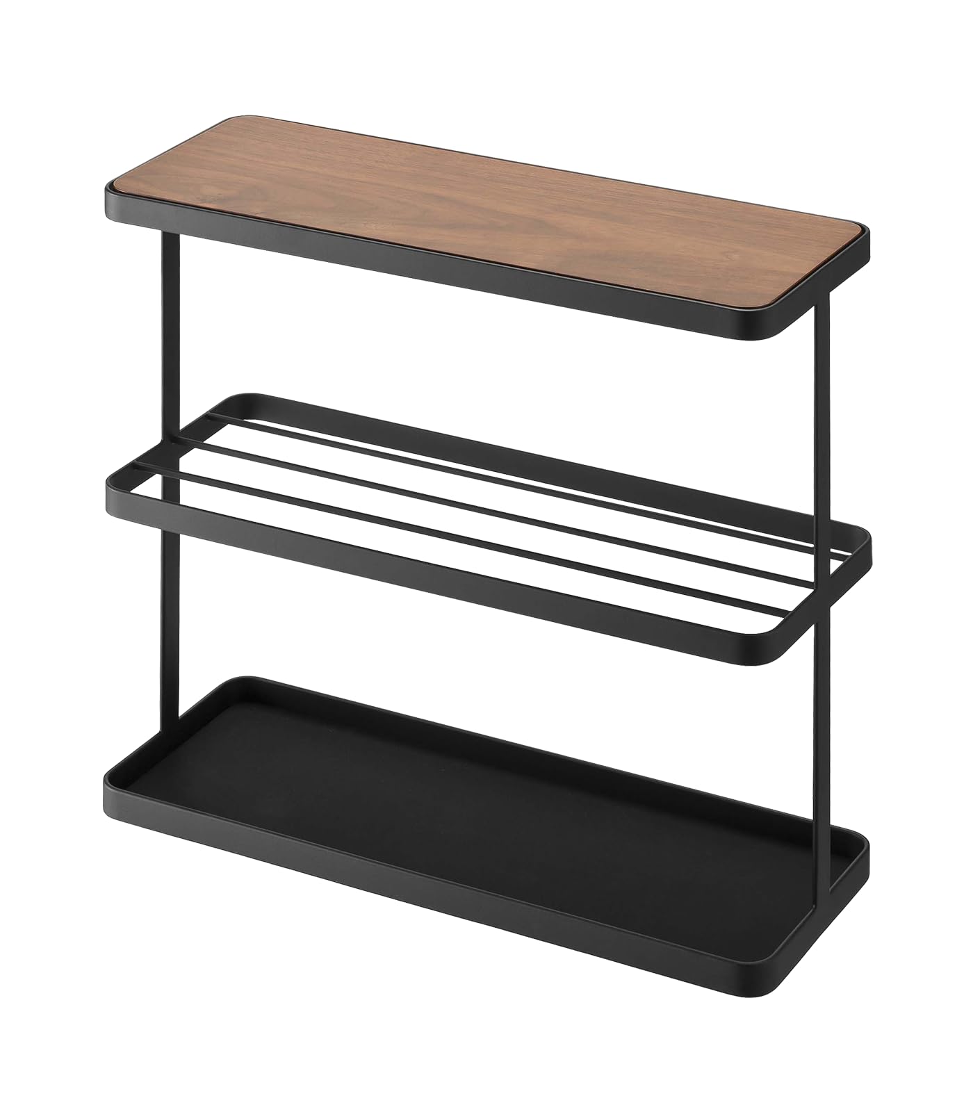 Yamazaki Home Storage Steel End & Side Table - Black | Modern Space-Saving Furniture for Living Room, Bedroom & Office | Durable Steel Design with Versatile Storage
