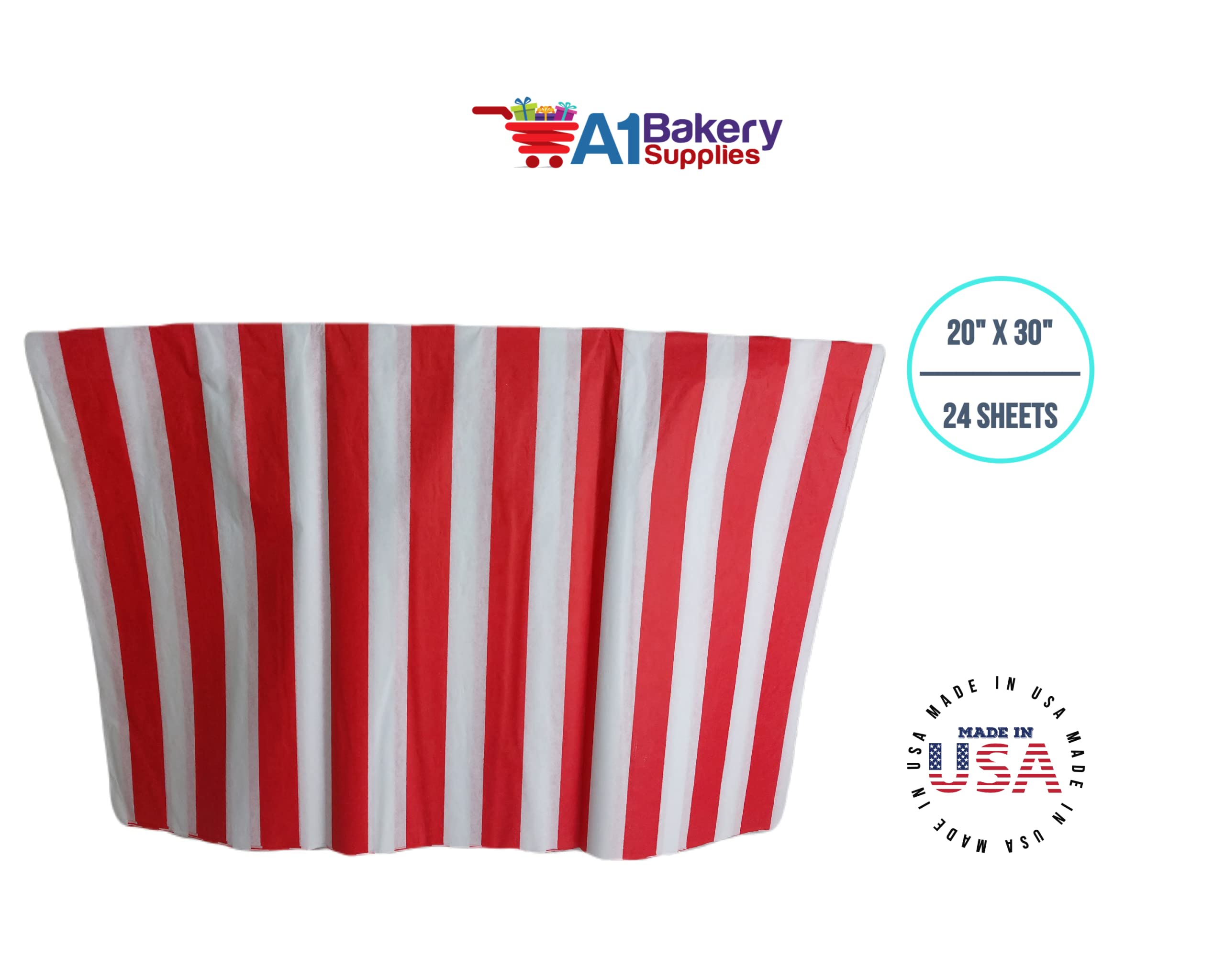 Premium Red & White Stripes Tissue Paper 20