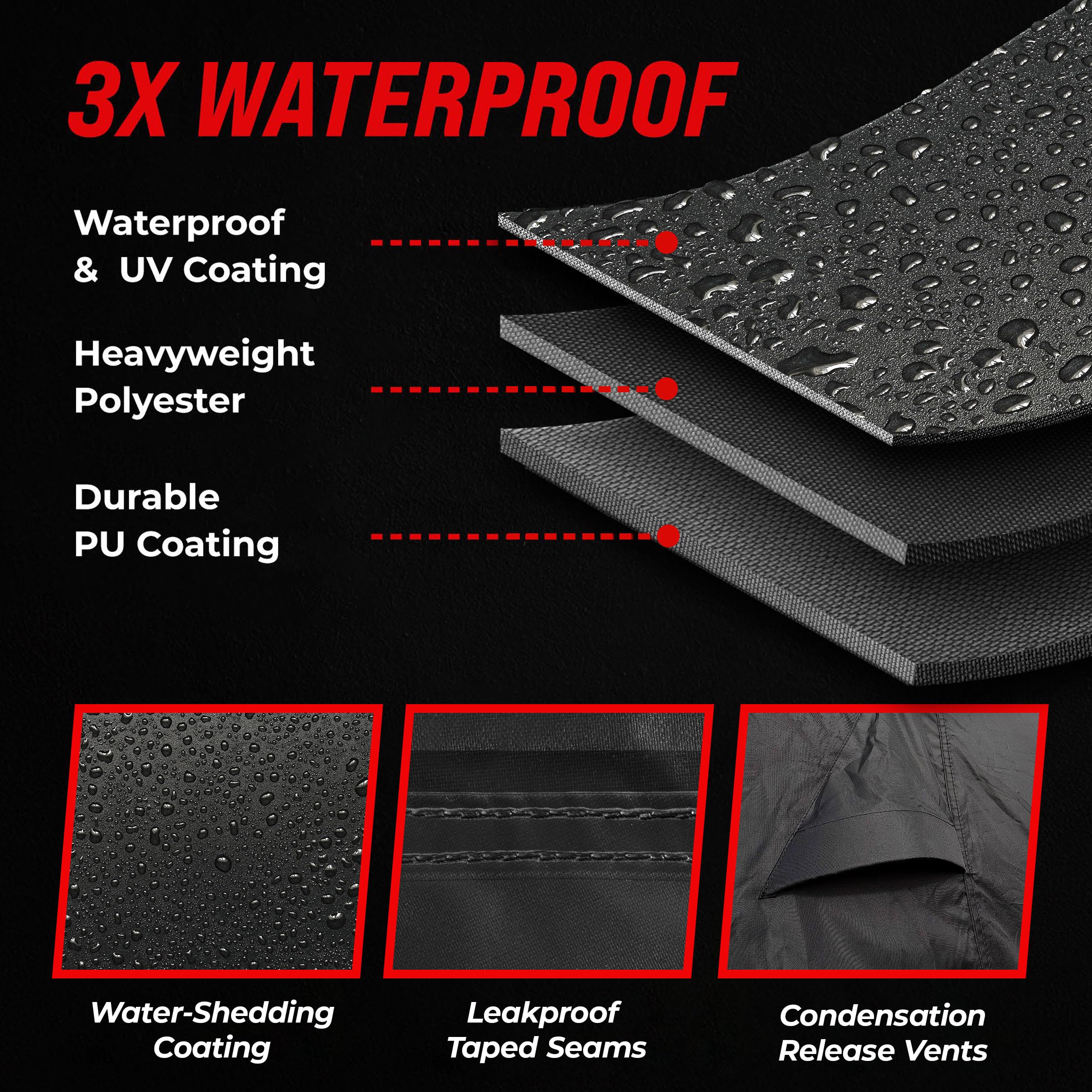 Badass Moto ATV Cover - Heavy Duty Waterproof Outdoor Protection with Rip-Resistant & Night-Reflective Design - Universal 4 Wheeler Cover with Easy-Access Zipper & Ventilation - Perfect for ATV, UTV, Quad Bike Accessories (95