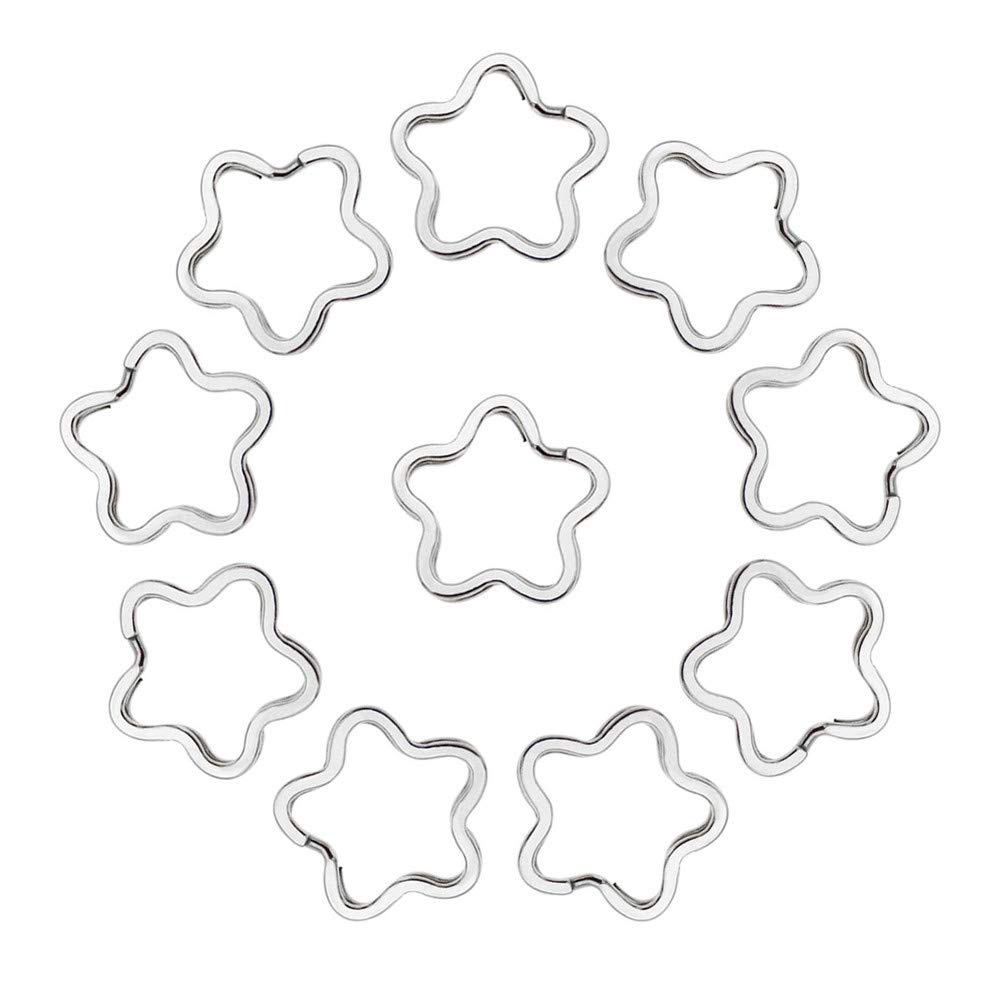 20pcs Silver Flower Key Rings 35mm - Heavy Duty Keychains for DIY Jewelry & Crafts