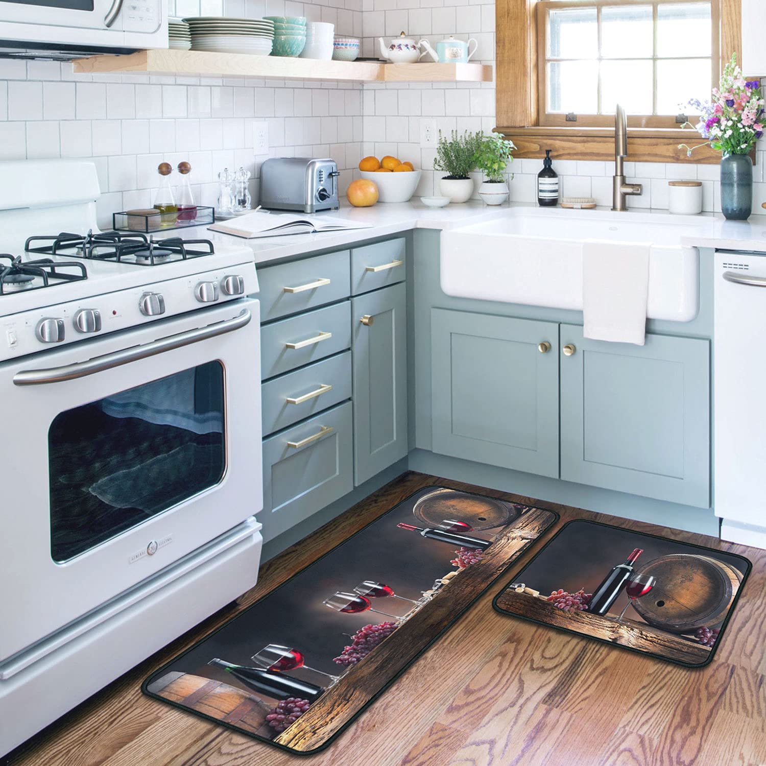 Non-Slip Washable Absorbent Microfiber Kitchen Rugs Set of 2 - 17