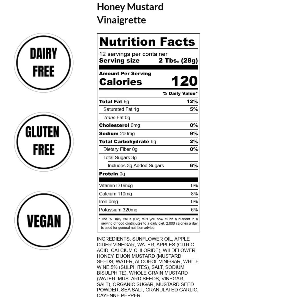 Organic Honey Mustard Vinaigrette Dressing - Gluten Free, Non-GMO, Vegan Salad Dressing - Perfect for Salads, Sandwiches, Wraps & Dipping Sauces