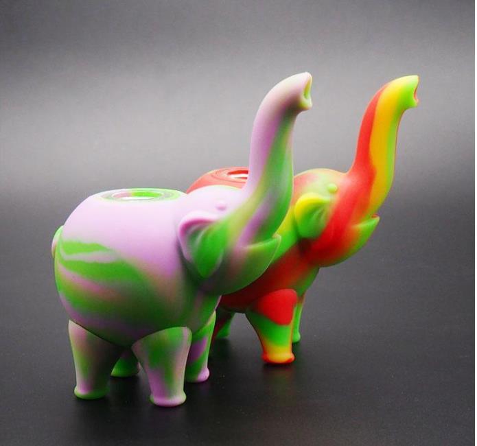 4.9 Inch Silicone Mini Bubbler Elephant Water Pipe - Food Grade Oil Rig with Multiple Color Options | Portable & Durable for Travel, Camping, and Home Use