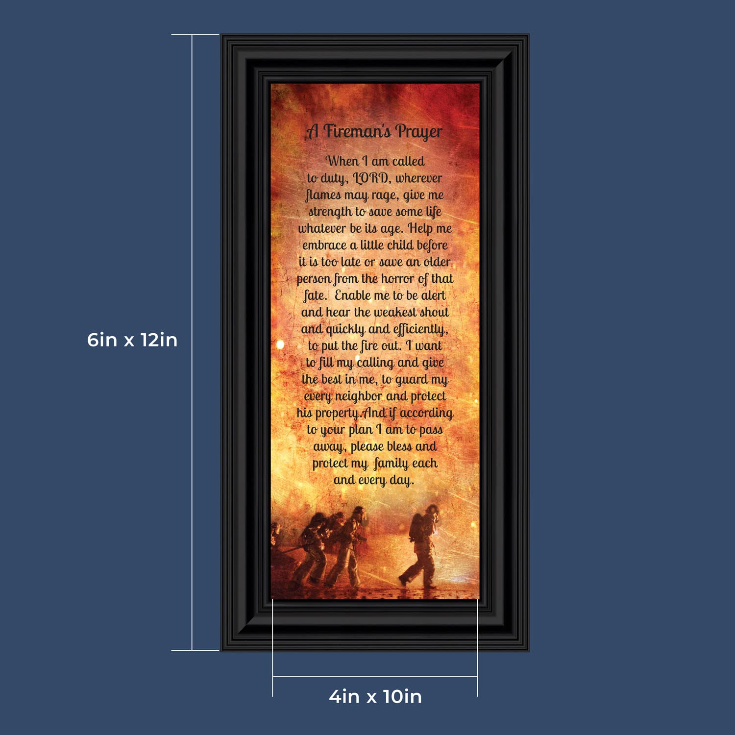 Crossroads Home Décor Fireman’s Prayer Picture Frame - Inspirational Firefighter Gift for Home & Office Decor (7361B) - Perfect for Fire Stations, Appreciation Gifts & Memorial Displays