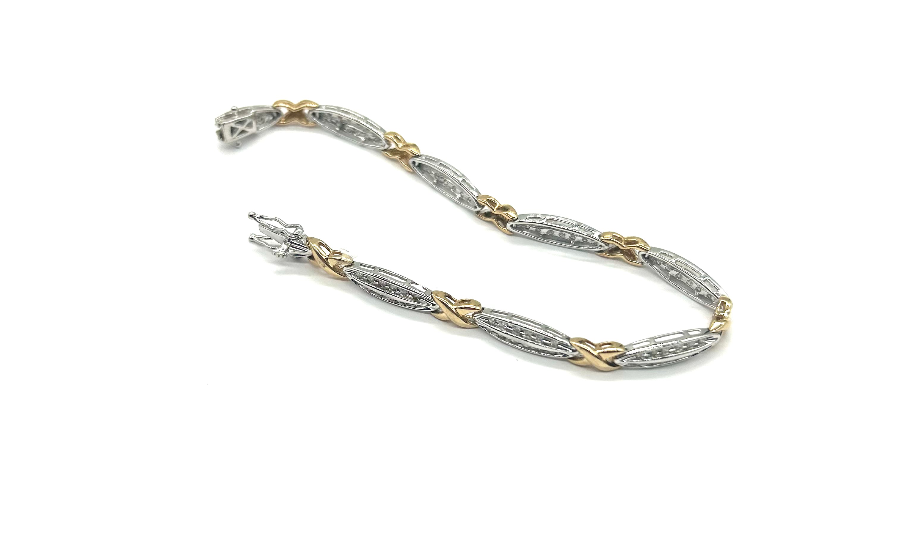 1CTW Yellow & White Gold X-Link Bracelet for Women - Elegant & Dainty Jewelry for Everyday Wear, Parties & Special Occasions