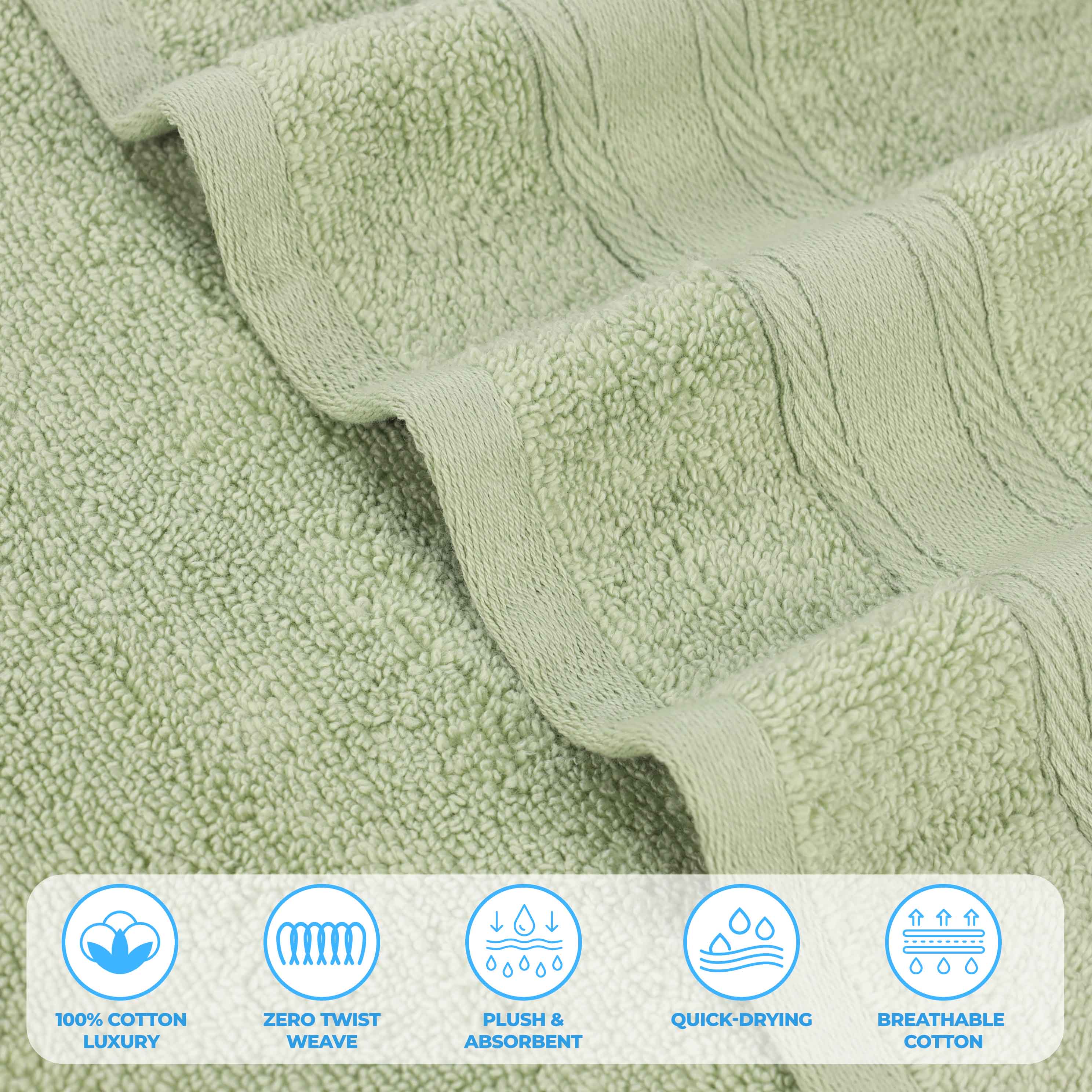 Belmont Zero Twist Cotton Medium Weight Absorbent 3-Piece Bath Towel Set | Soft & Quick-Drying | Perfect for Bathroom, Spa & Gym Use