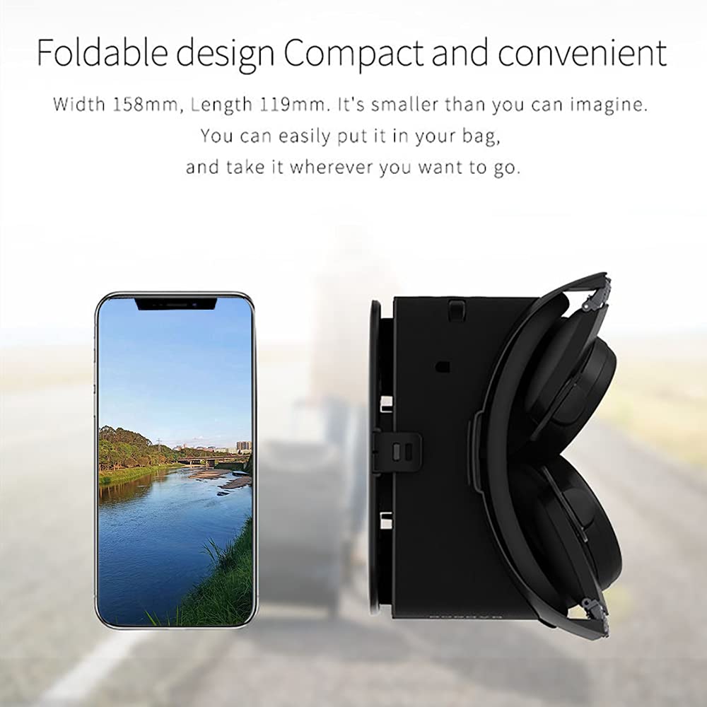 Best VR Headset for Phones - 3D Virtual Reality Glasses with Bluetooth & Remote Control | Wireless Headset Compatible with iOS & Android | Perfect for Movies, Gaming & Immersive Experiences (Black)