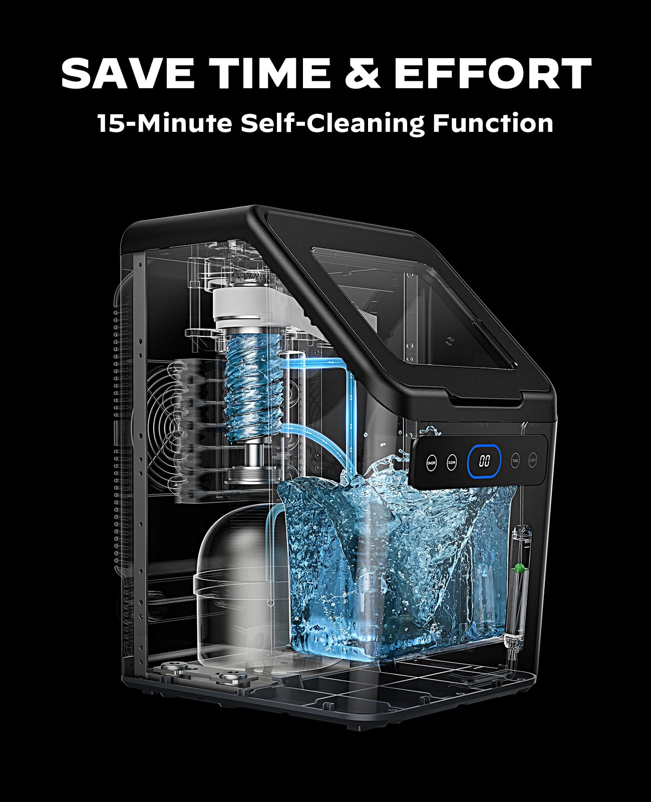 Totnz Countertop Nugget Ice Maker - 44lbs/Day, Self-Cleaning, Timer, Stainless Steel - Soft Chewable Pebble Ice for Home, Kitchen, Office, Bar & Parties | Perfect for Cocktails, Sodas & Beverage Dispensers