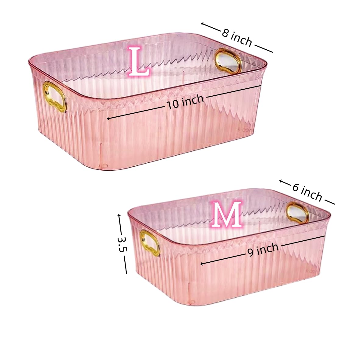 Pink Makeup Organizer & Skincare Organizer Set - Large & Medium Countertop Storage for Cosmetics, Brushes, Beauty Products - Perfect for Vanity, Bathroom, Dressing Table Organization