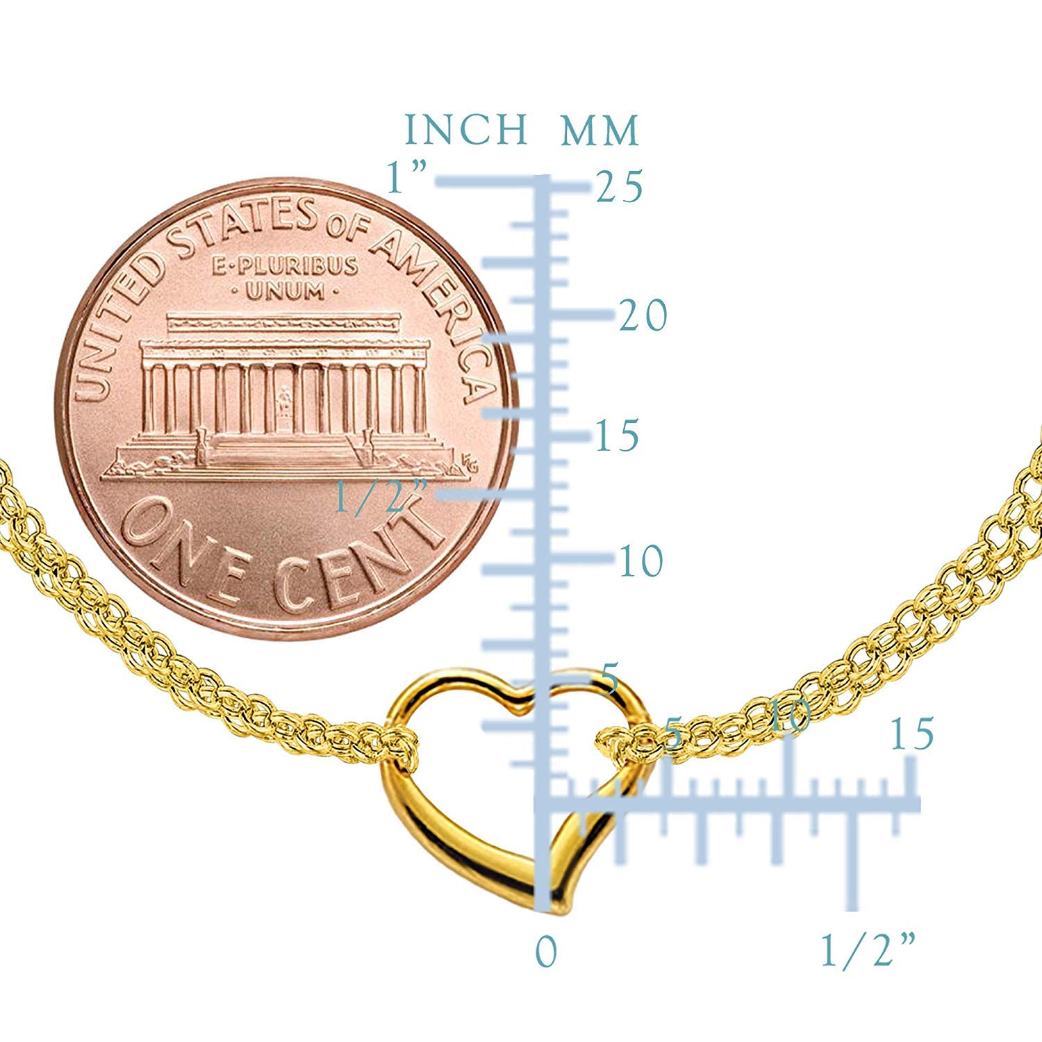14K Yellow Gold Double Strand Heart Anklet - 10 Inch Adjustable Ankle Bracelet for Women, Perfect for Valentine's Day Gifts, Anniversary Presents and Beach Wear