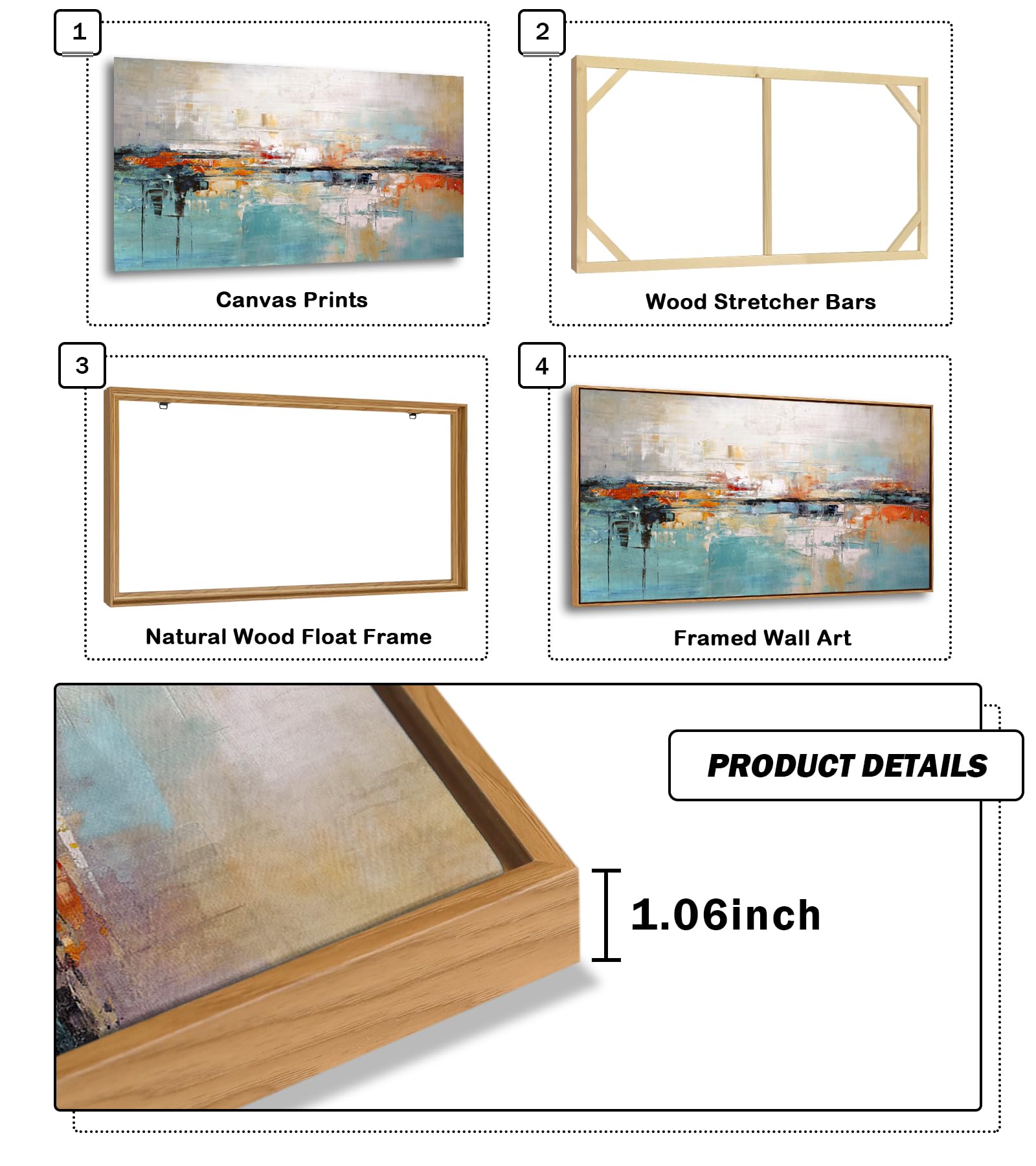 Abstract Canvas Wall Art Print - Blue White Red Framed Painting for Living Room, Bedroom, Office Decor | Modern Home & Office Wall Decorations | Perfect for Housewarming Gifts & Interior Design