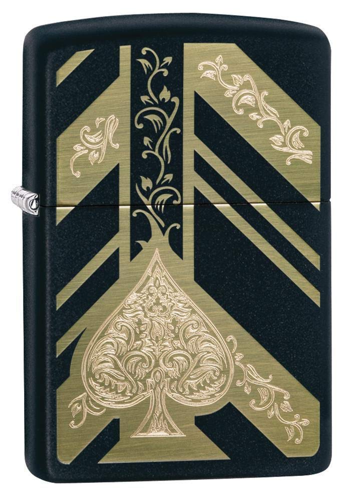 Personalized Zippo Ace of Spades Classic Oil Windproof Lighter with Free Engraving - Matte Black | Perfect Gift for Christmas, Halloween & Valentine's Day | Great for Camping, Hiking & Outdoor Adventures