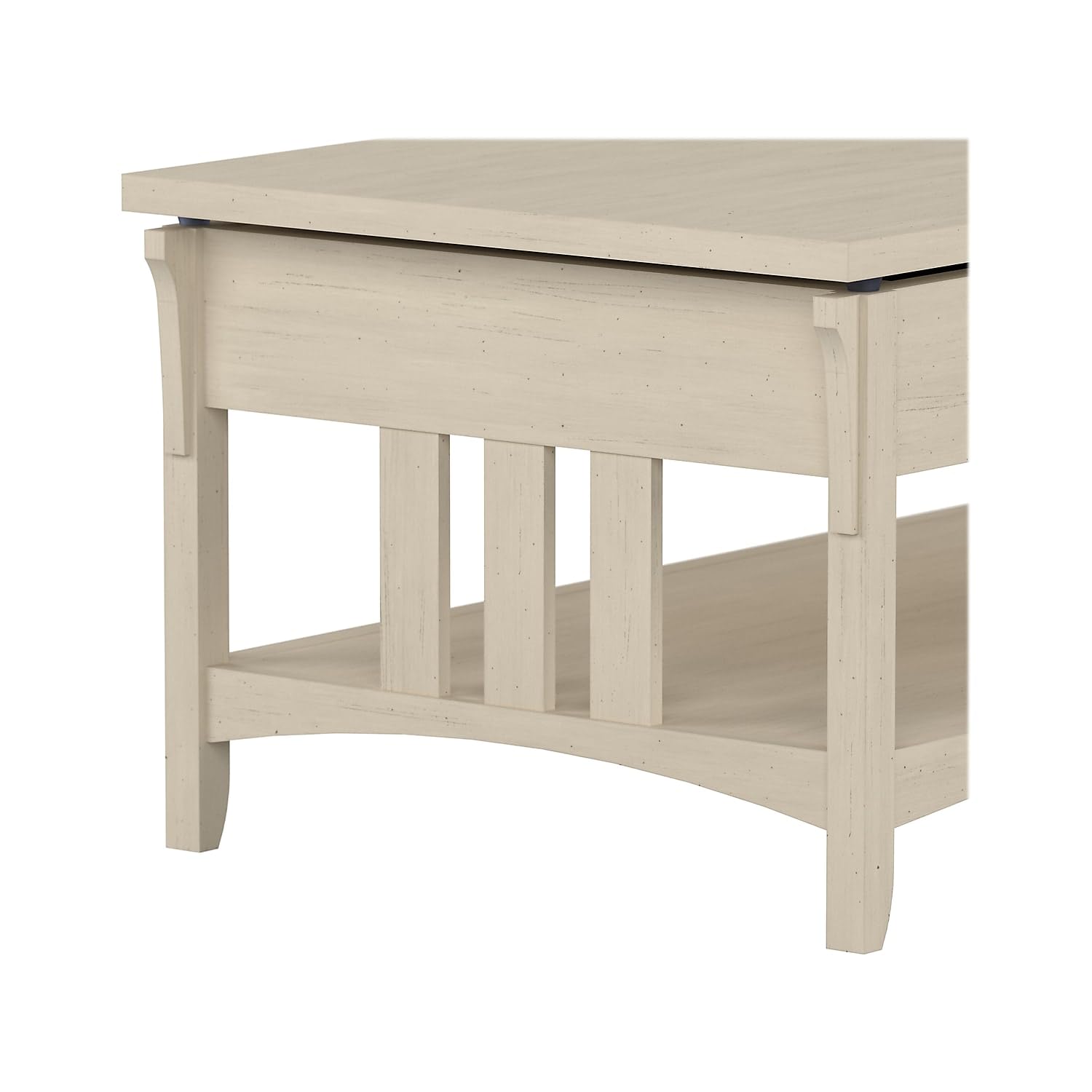 Bush Furniture Salinas Lift Top Coffee Table Desk with Storage in Antique White - Convertible Home Office Desk & Living Room Coffee Table with Hidden Storage Compartments