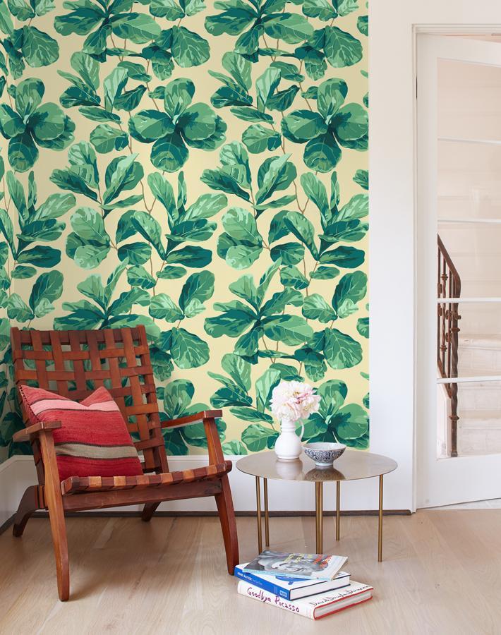 Nathan Turner Fiddle Fig Wallpaper - Beige Botanical Peel & Stick Wallpaper for Living Room, Bedroom, or Nursery Decor