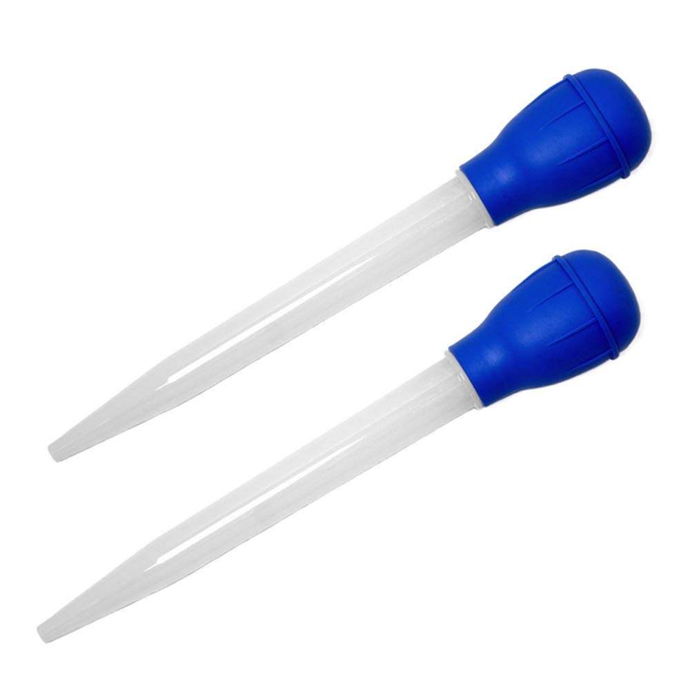 2 Pack Heat Resistant Nylon Turkey Baster with Rubber Bulb - BPA Free Kitchen Cooking Utensils for Roasting, Basting, and Marinating (Great for Thanksgiving, Christmas, and Everyday Cooking)