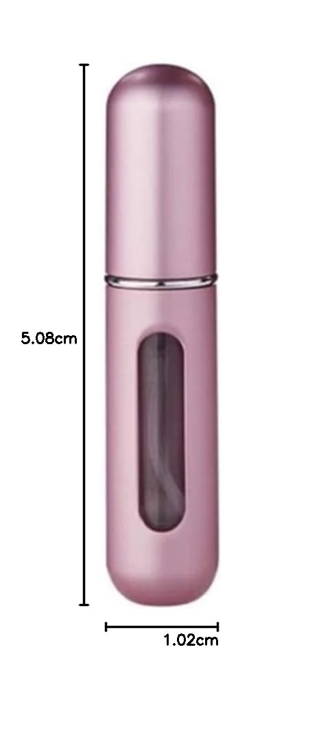 Dan Adora 5ml Portable Mini Perfume Atomizer - Refillable Travel Size Aluminum Spray Bottle for Perfume, Body Mist & After Shave | Leak-Proof Design in Pink | Perfect for Travel, Gym & Everyday Carry