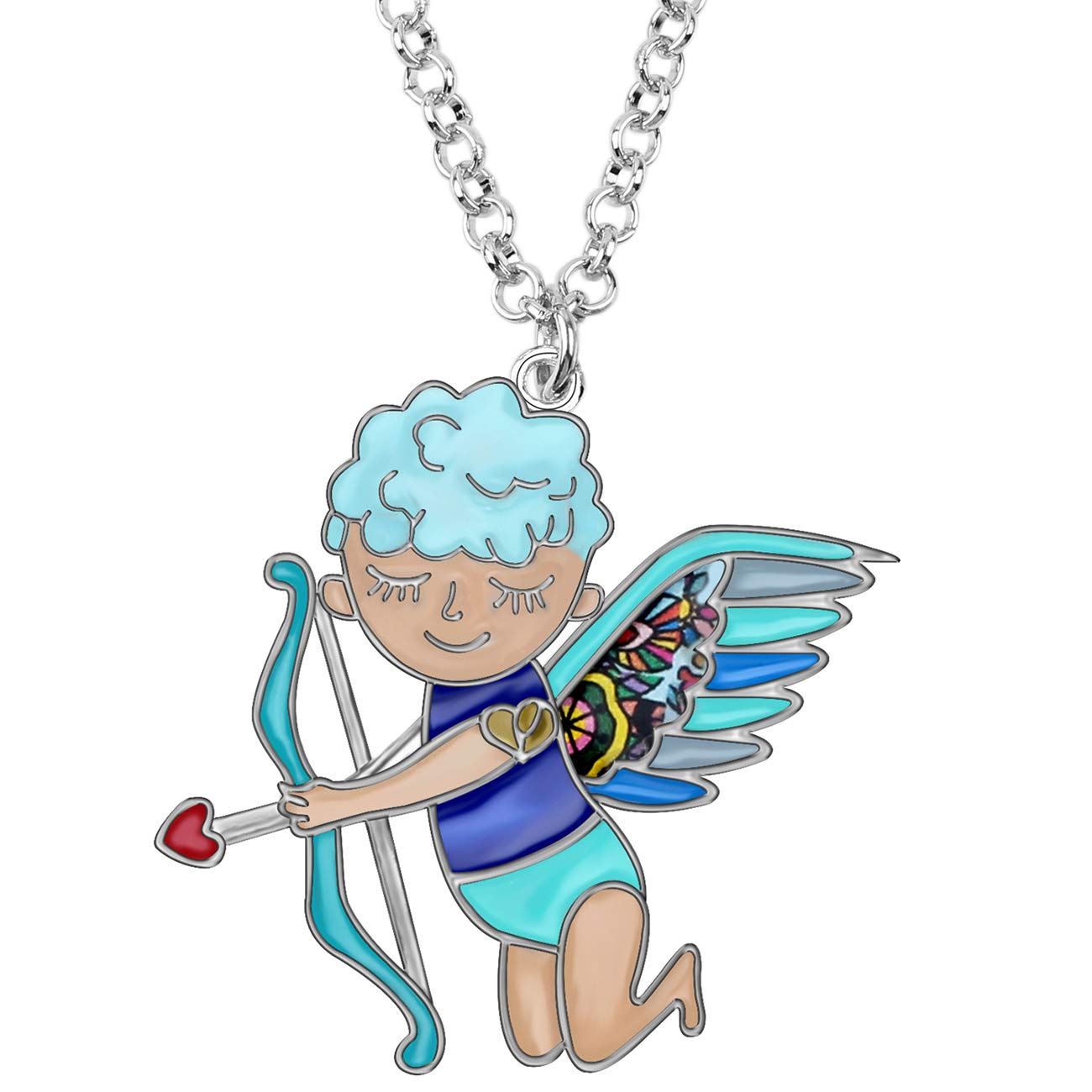 BONSNY Love Angel Cupid Necklace for Women - Enamel Pendant Jewelry Gift for Her, Kids, Teens | Valentine's Day, Birthday, Anniversary Present