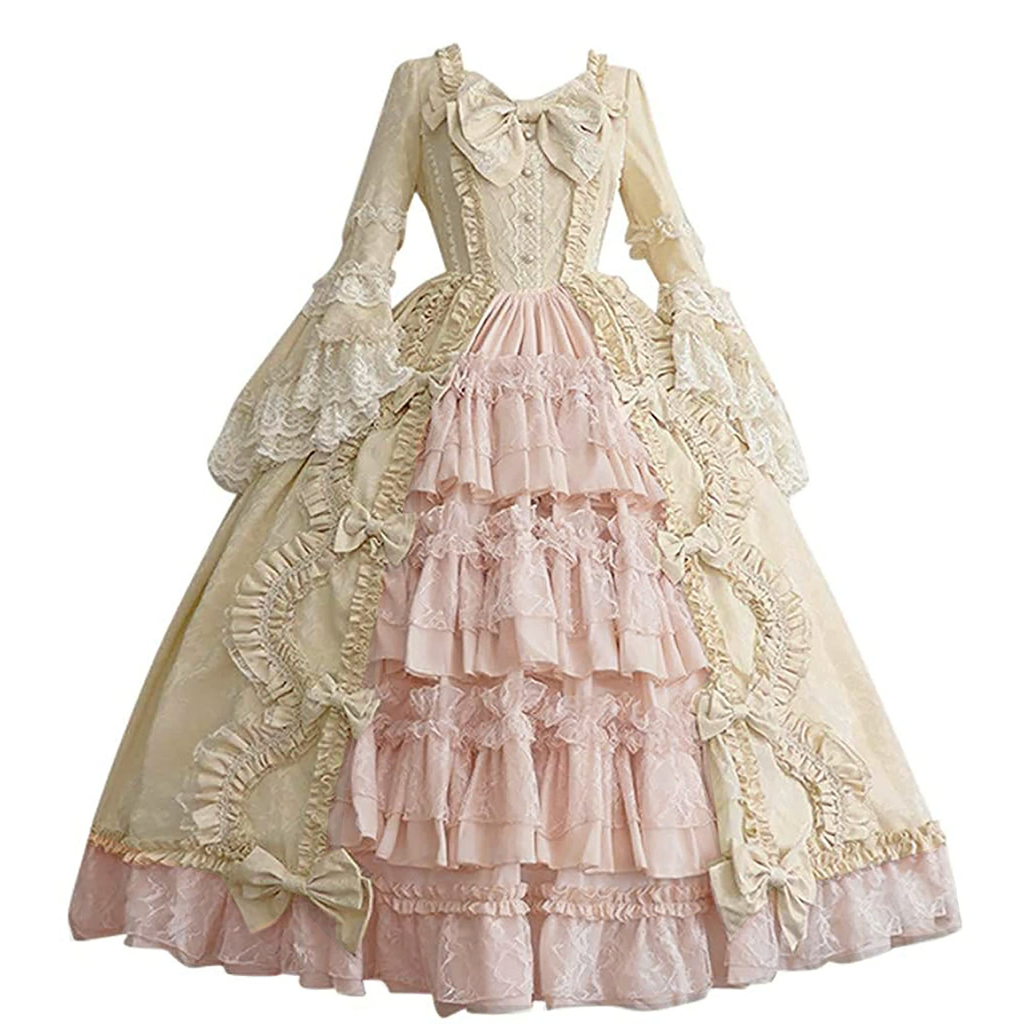 Elegant Women's Rococo Ball Gown - Gothic Victorian Medieval Long Dress with Lace Details | Vintage Princess Costume for Cosplay, Renaissance Fairs & Themed Parties