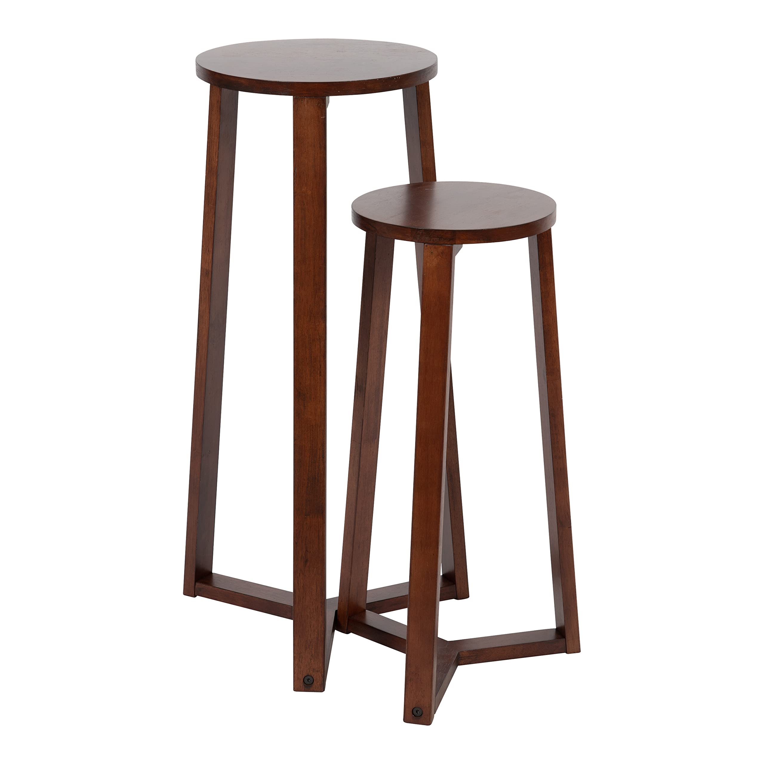Kate and Laurel Rioux Modern Nesting Tables - Set of 2 Walnut Brown Side Tables with Space-Saving Design for Living Room, Bedroom & Office Decor | Transitional Style End Tables for Small Spaces