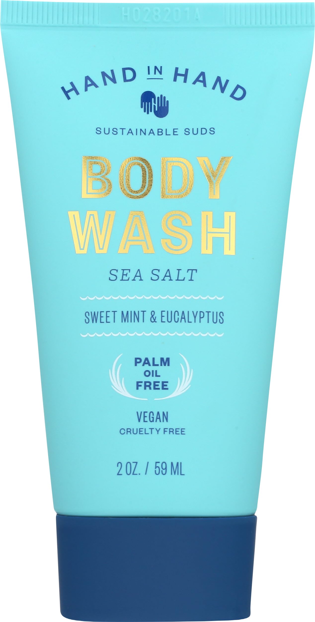 HAND IN HAND Sweet Mint & Eucalyptus Sea Salt Mini Body Wash - 2 Fl Oz | Natural Moisturizing Shower Gel for Sensitive Skin | Perfect for Travel, Gym & Daily Refresh