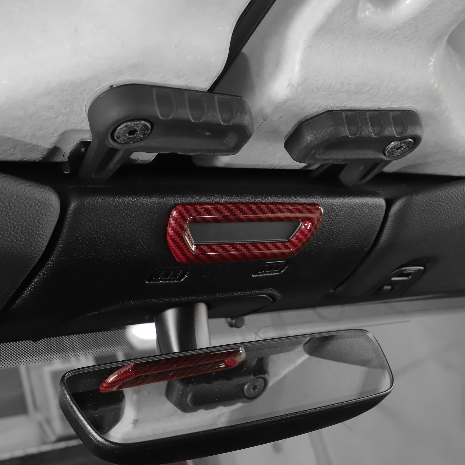 RT-TCZ Red Carbon Fiber Dome Light Cover Trim for Jeep Wrangler JL & Gladiator JT (2018-2023) - Interior Accessories 3pcs - Upgrade Your Jeep's Interior Style for Off-Road Adventures & Daily Driving
